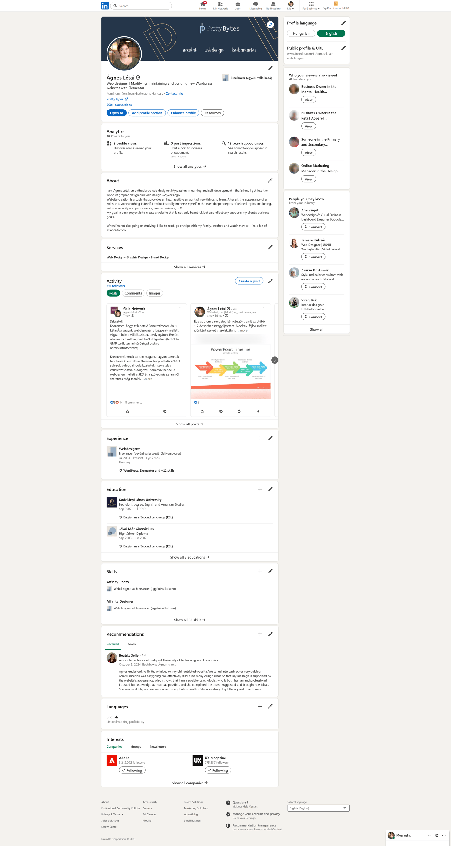 My LinkedIn profile - image 1 - student project