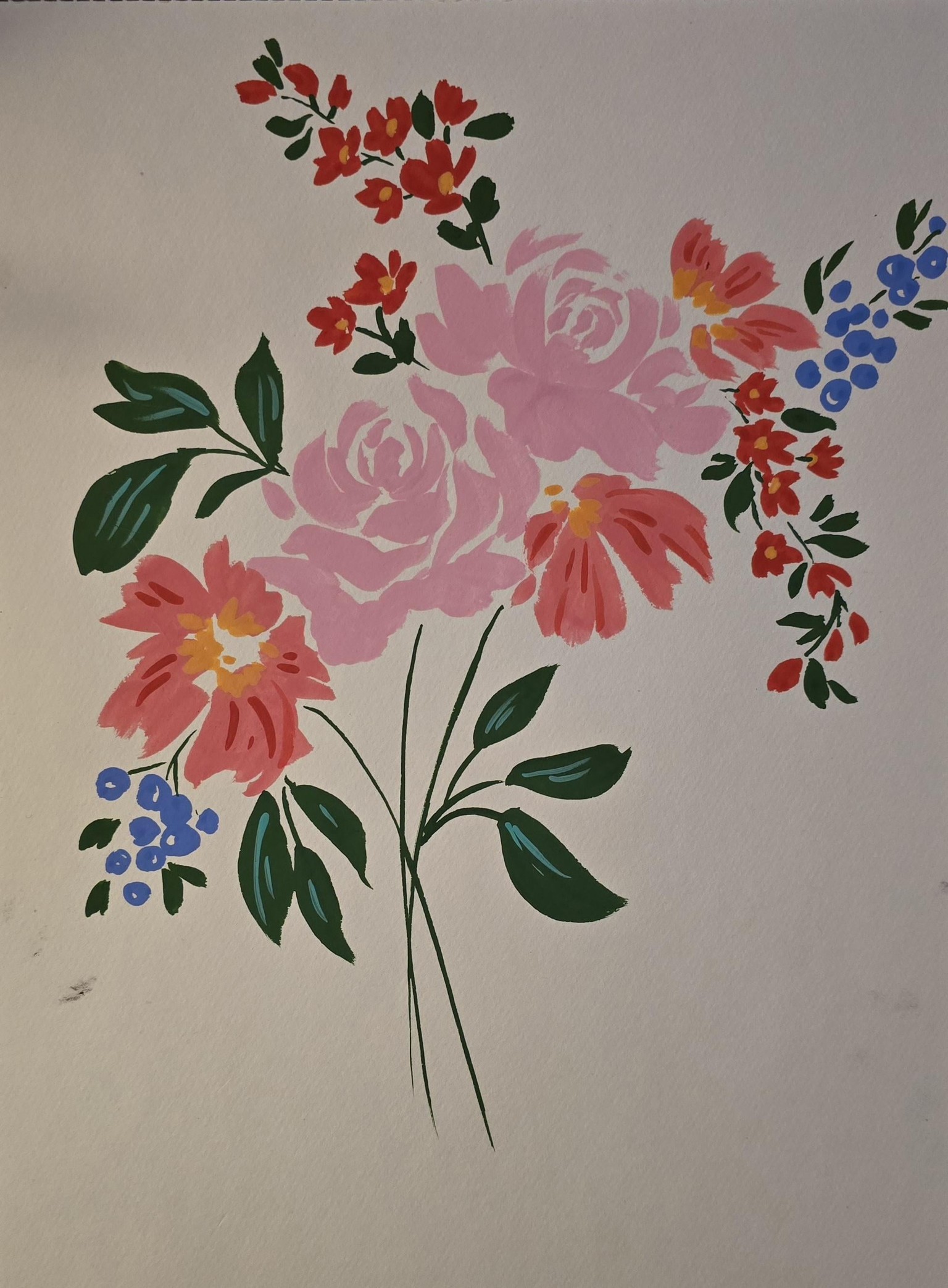 Gouache flowers - image 1 - student project