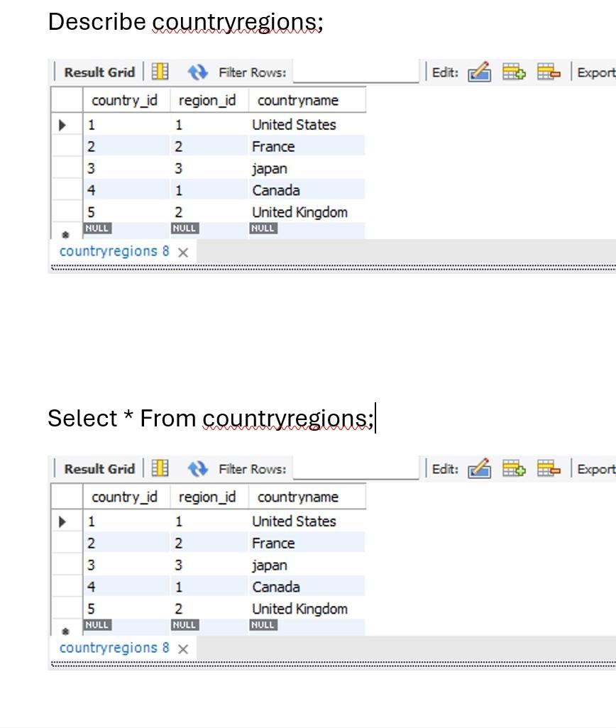 SQL Table detailing Country Regions - image 1 - student project