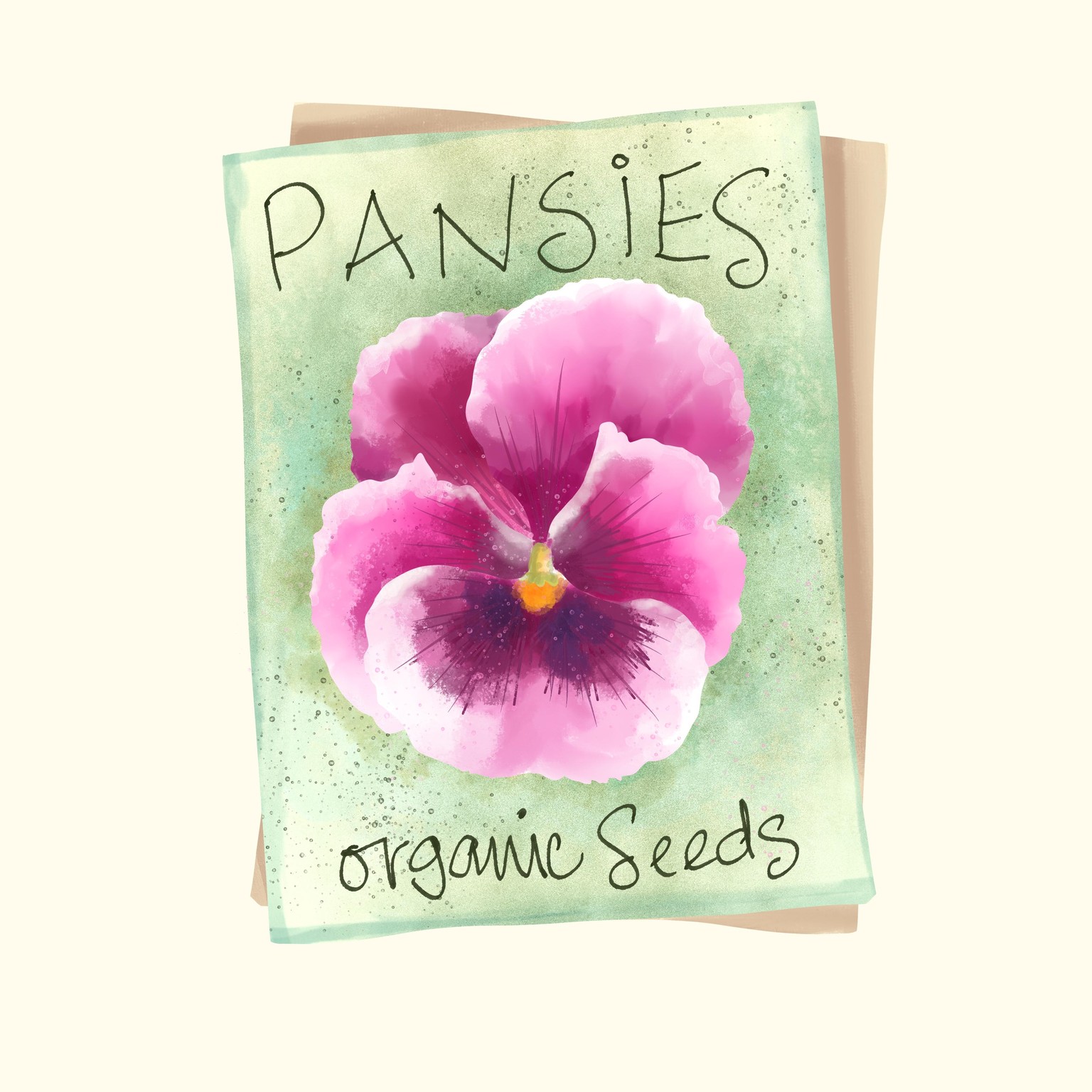 Pink Pansy seed packet - image 1 - student project