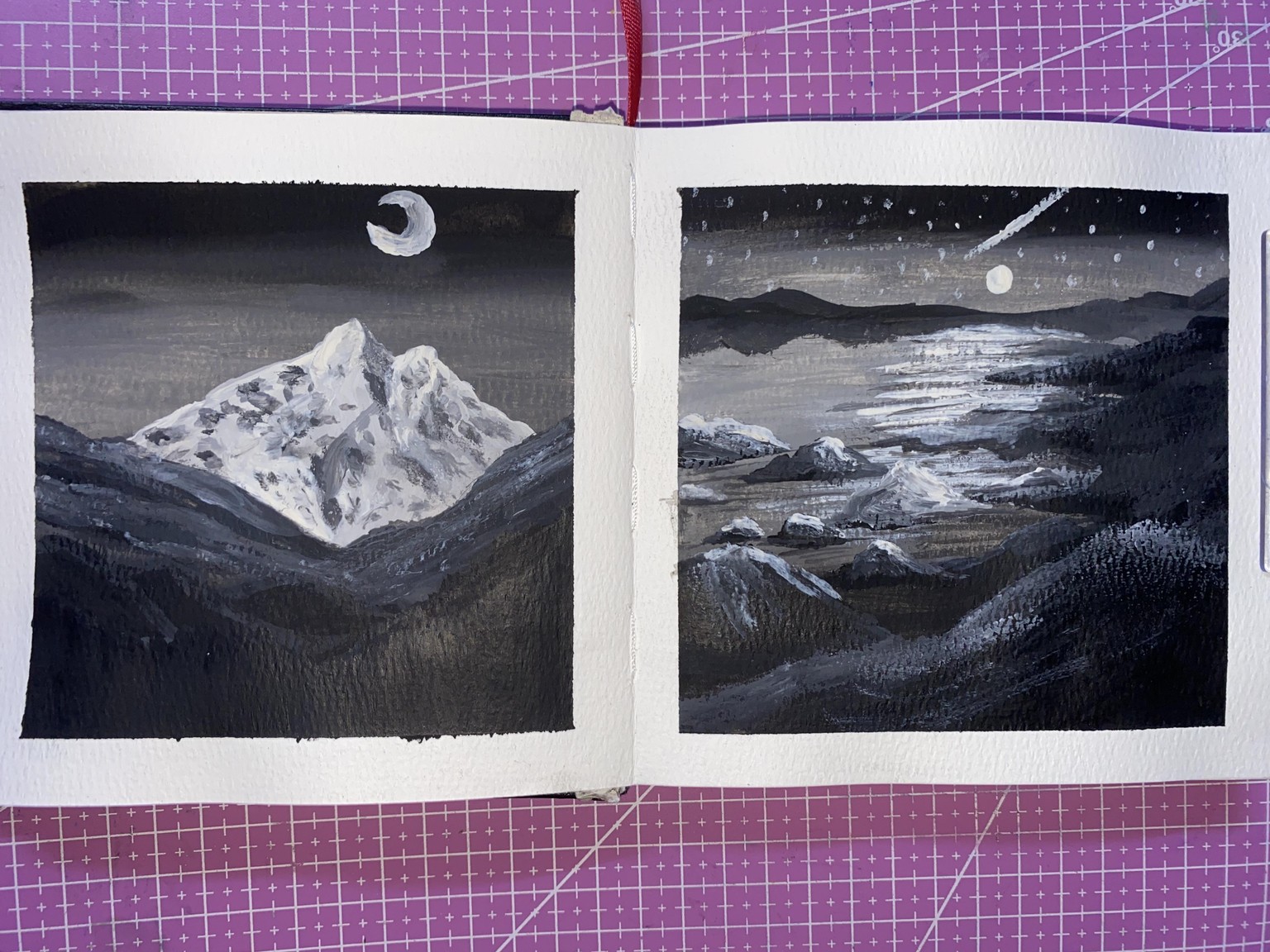 Black and white gouache paintings - image 2 - student project