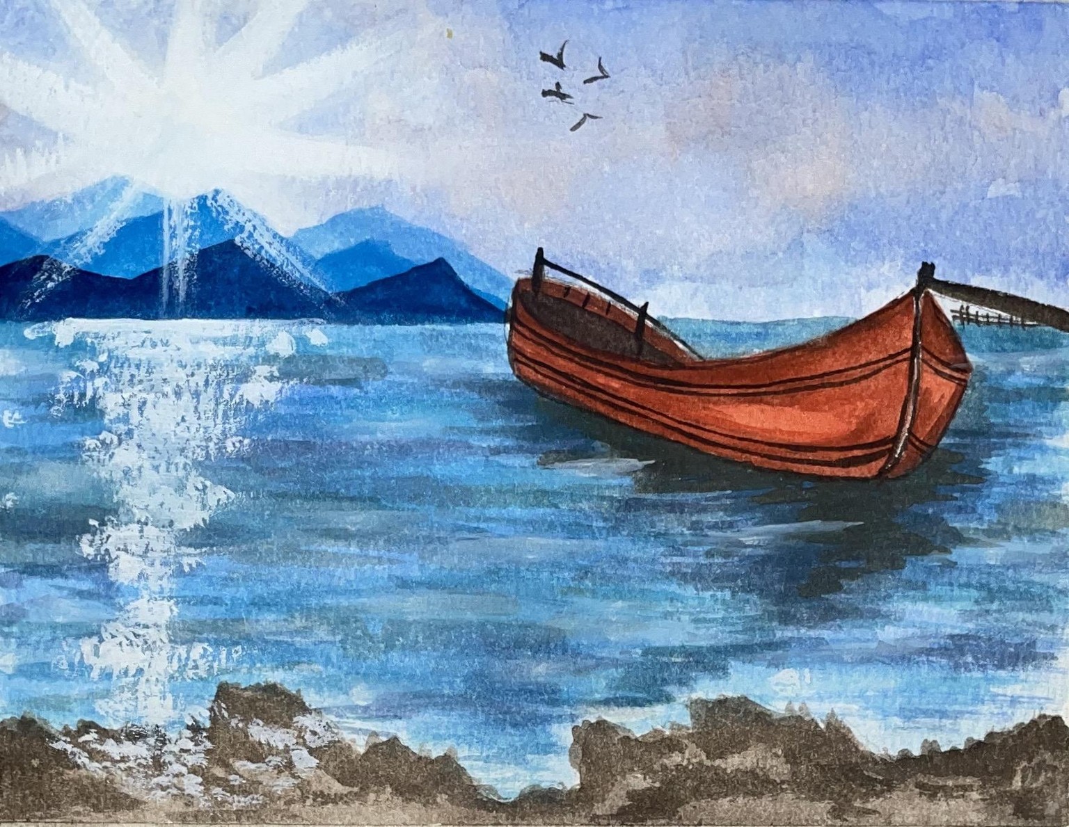 All 15 Summer beach paintings with watercolours - image 15 - student project