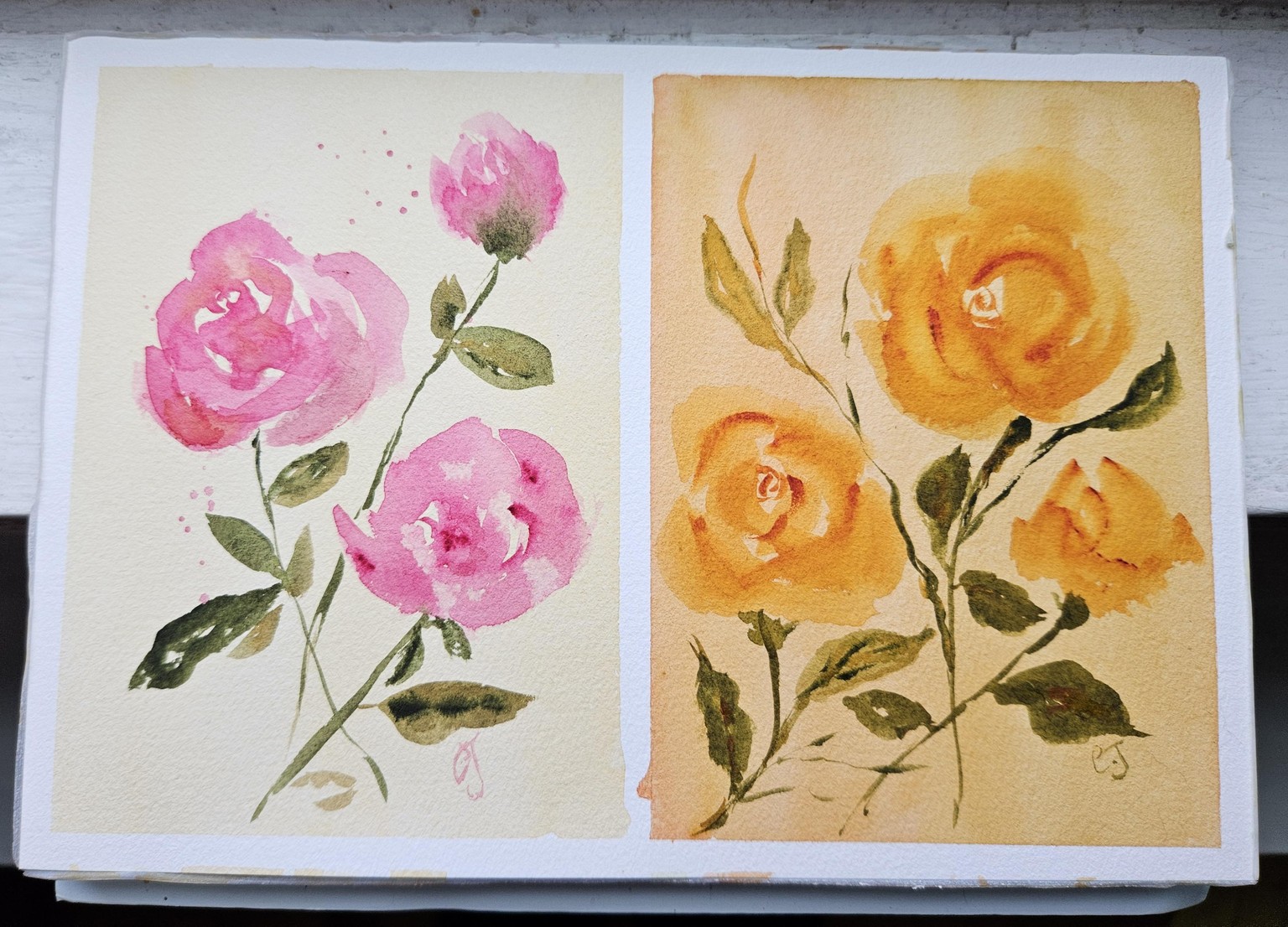 Loose watercolor roses - image 2 - student project