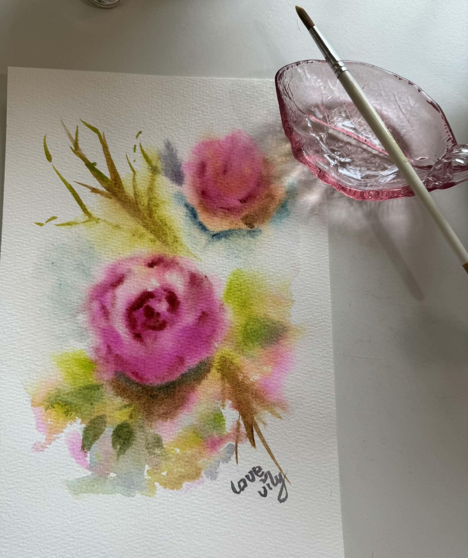 watercolor rose build depth with layered wet on wet - image 1 - student project