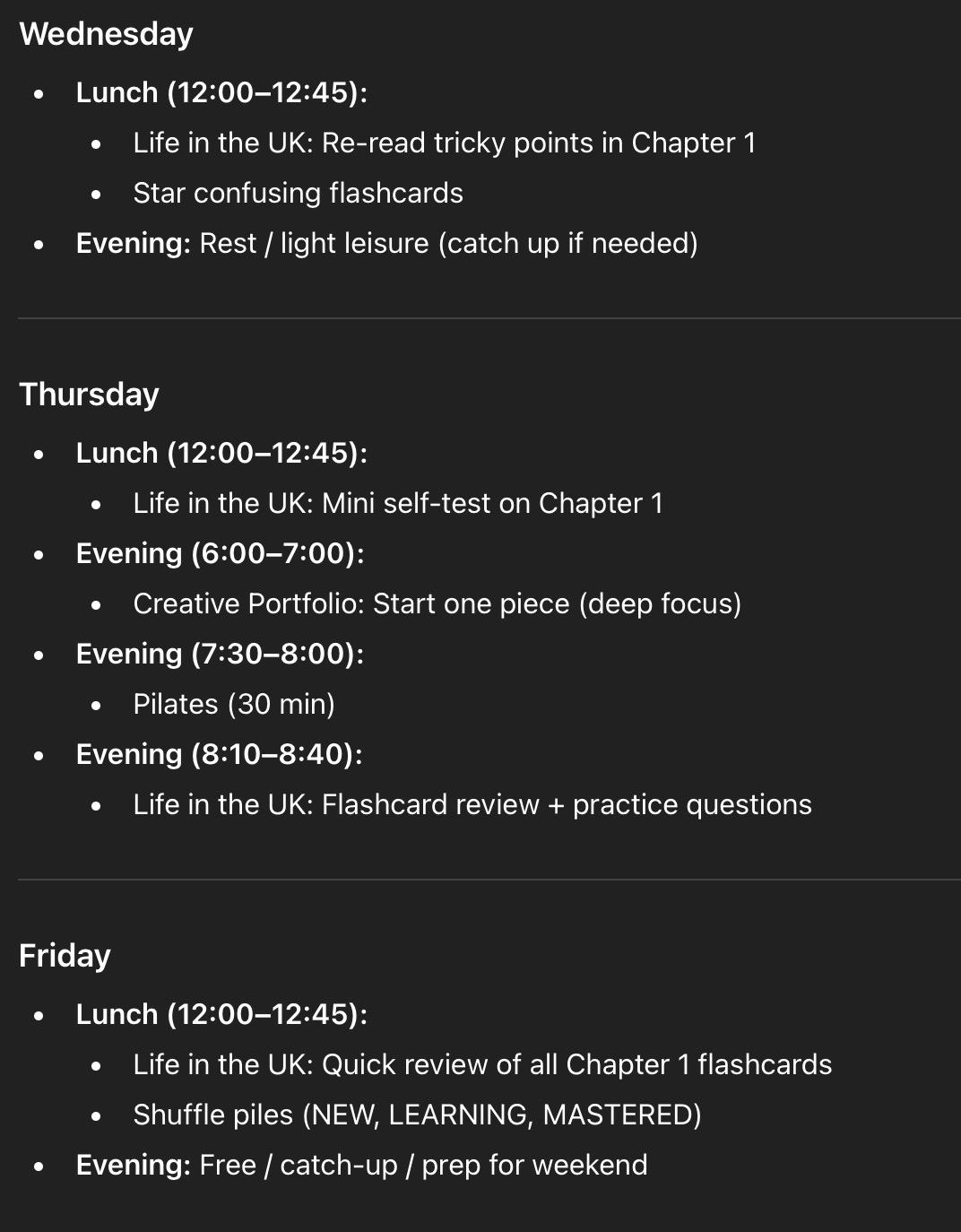 Week1 plan for my tasks - image 2 - student project