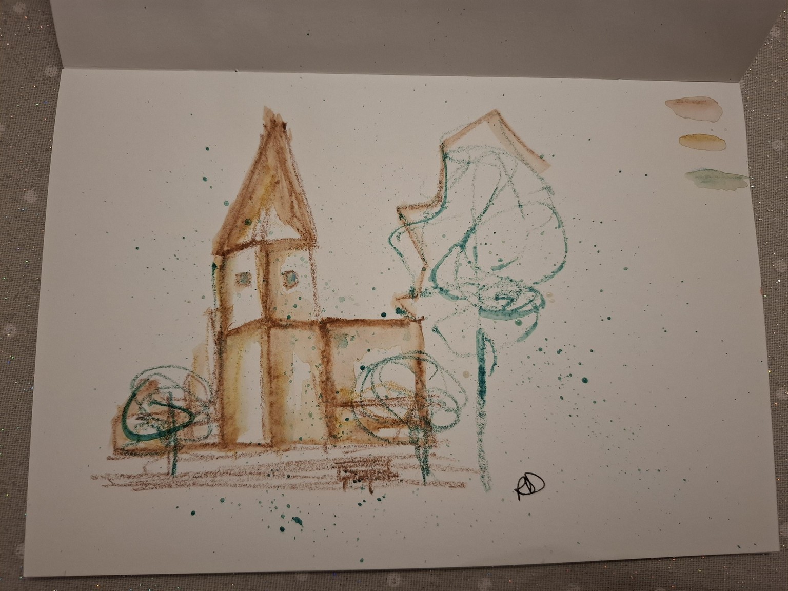 Loose sketch and wash with crayons - image 1 - student project