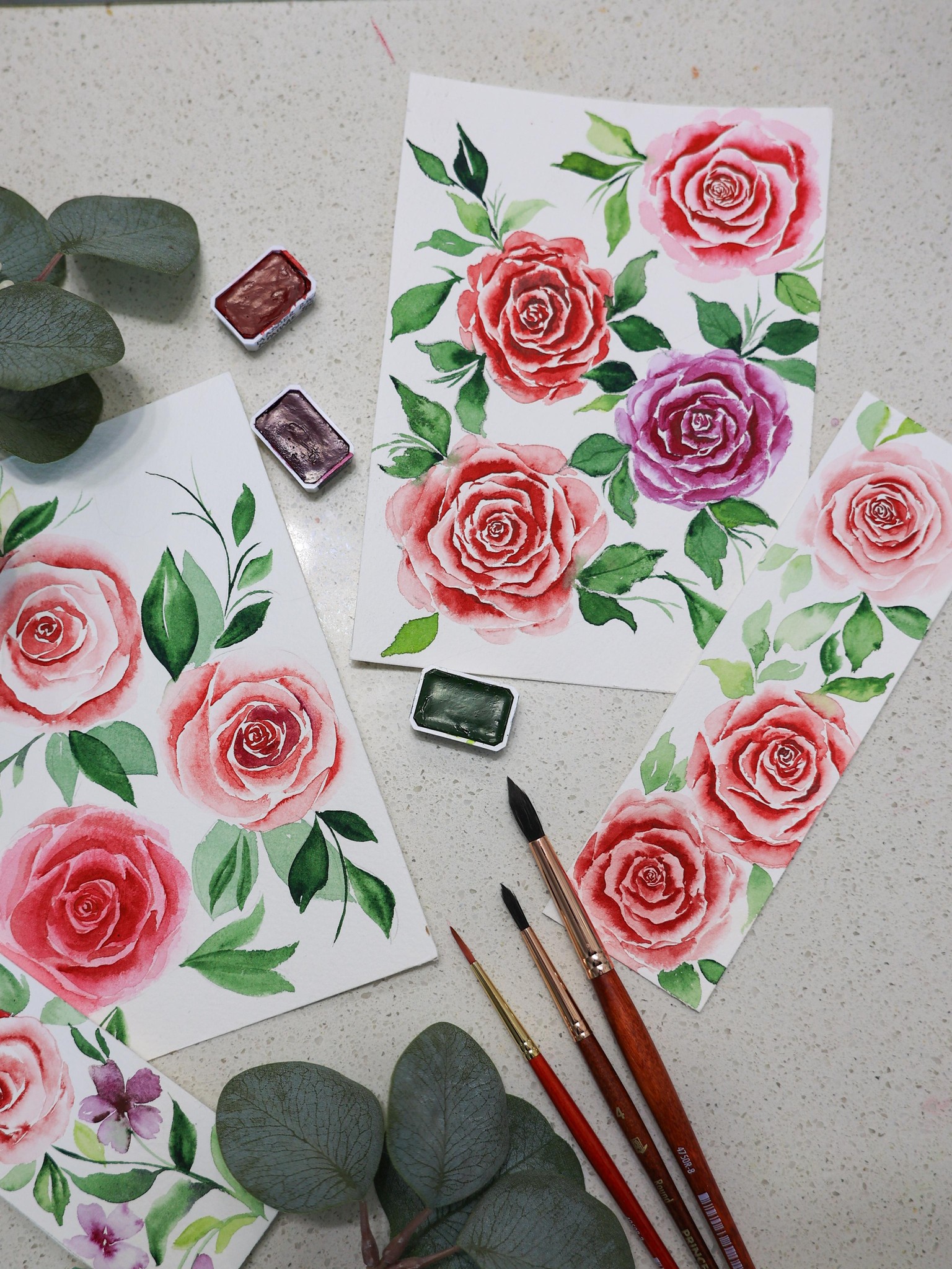 Watercolor loose roses - image 1 - student project