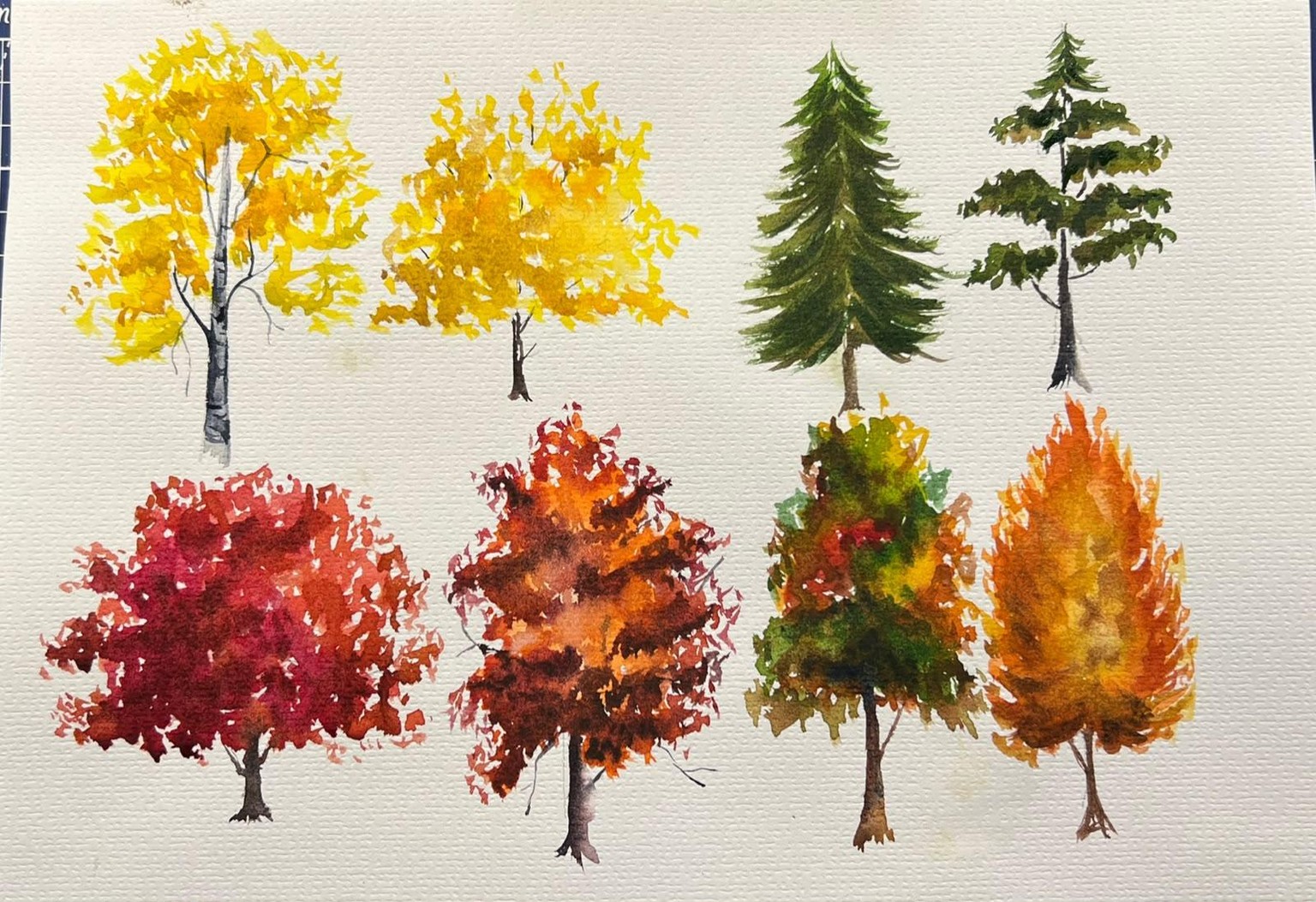 Autumn Trees with Watercolor - image 1 - student project