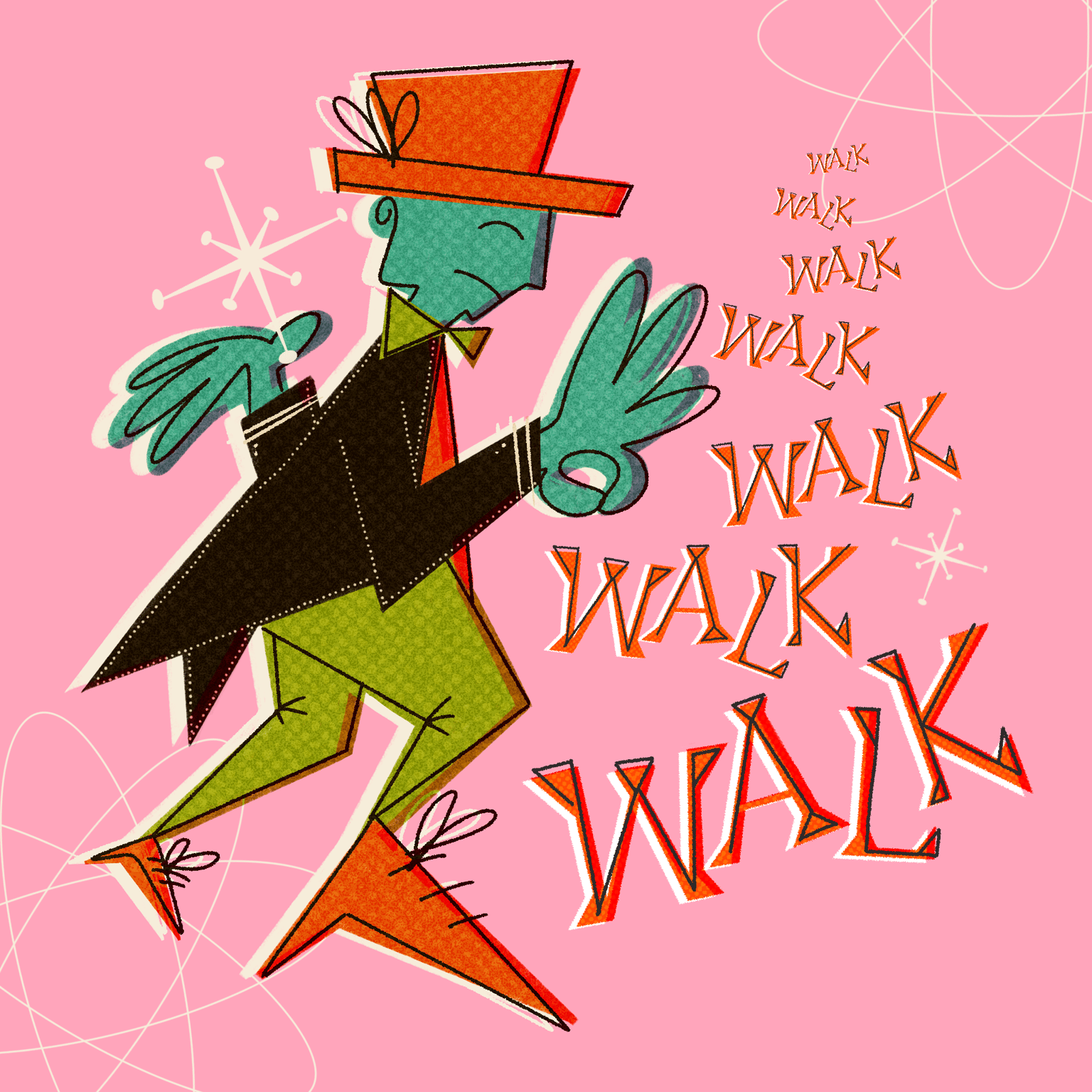 Mid Century Retro Lettering - image 2 - student project