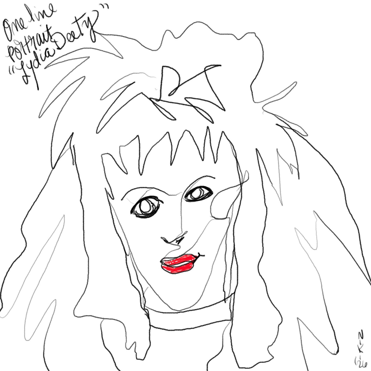 One line drawing, blind contour self portrait - image 3 - student project
