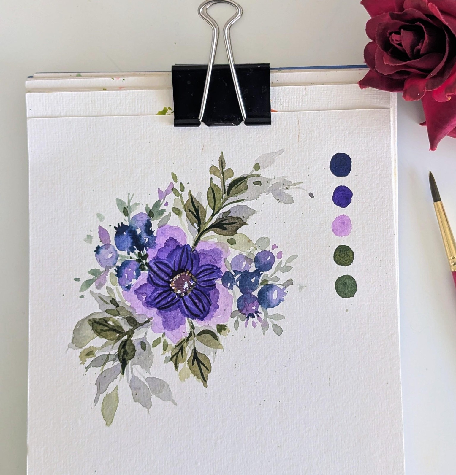 Beginner Friendly Simple Watercolor Floral Composition - image 2 - student project