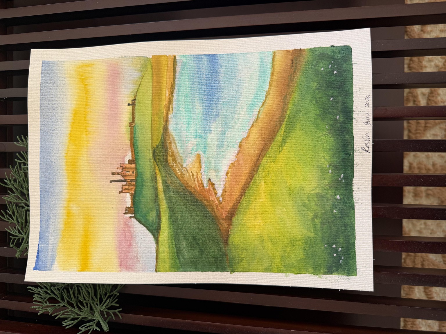Watercolor mountains and sea - image 7 - student project