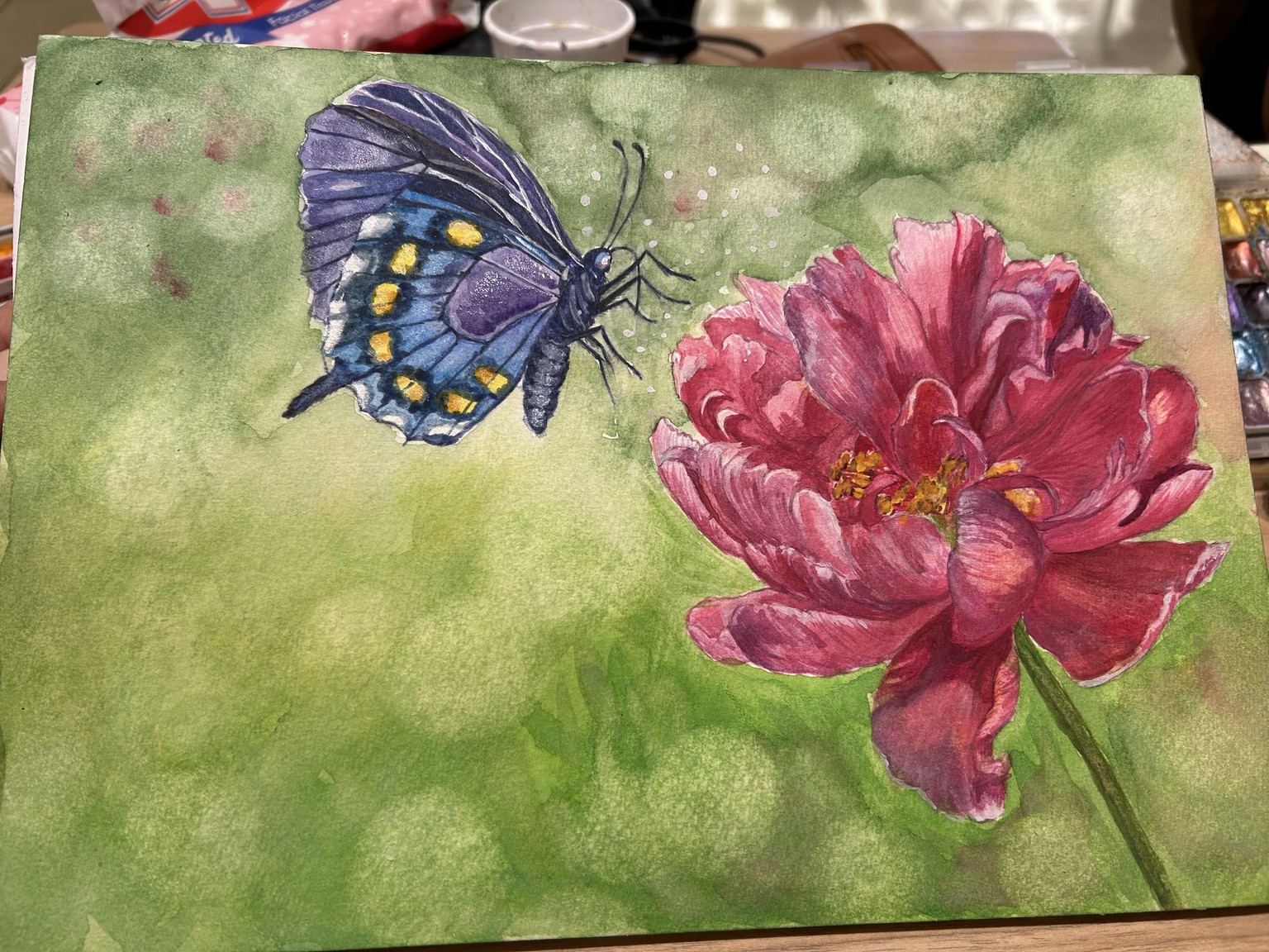 Peony with butterfly - image 1 - student project