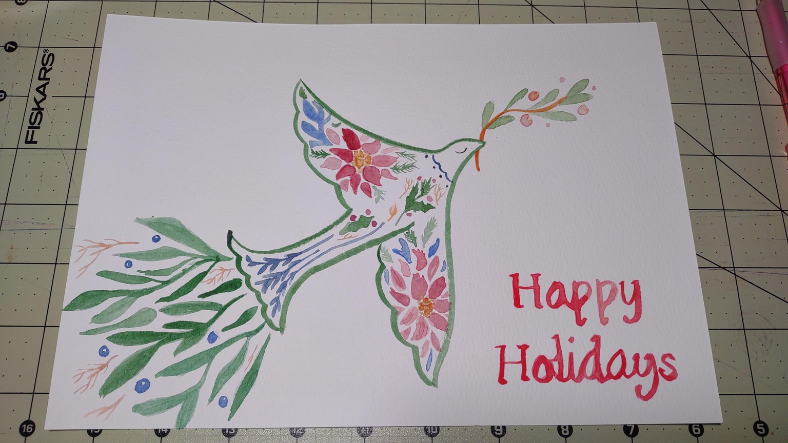 Watercolor Christmas Dove - image 1 - student project