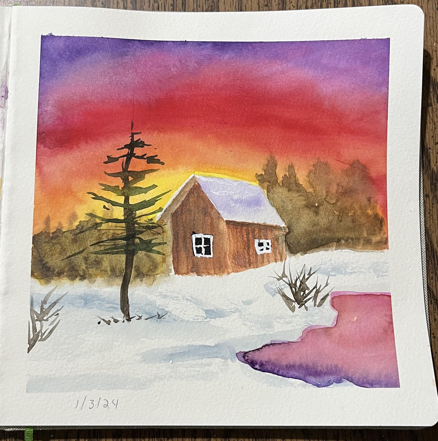 Winter WATERCOLOR - image 17 - student project