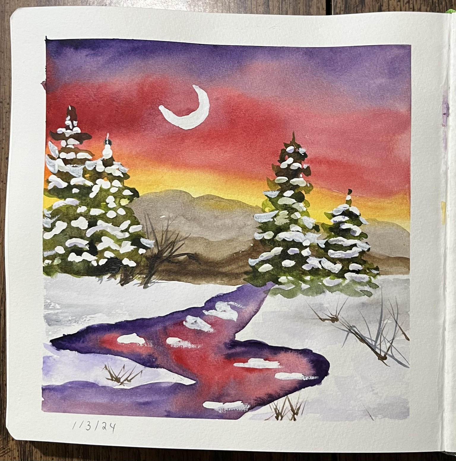 Winter WATERCOLOR - image 16 - student project