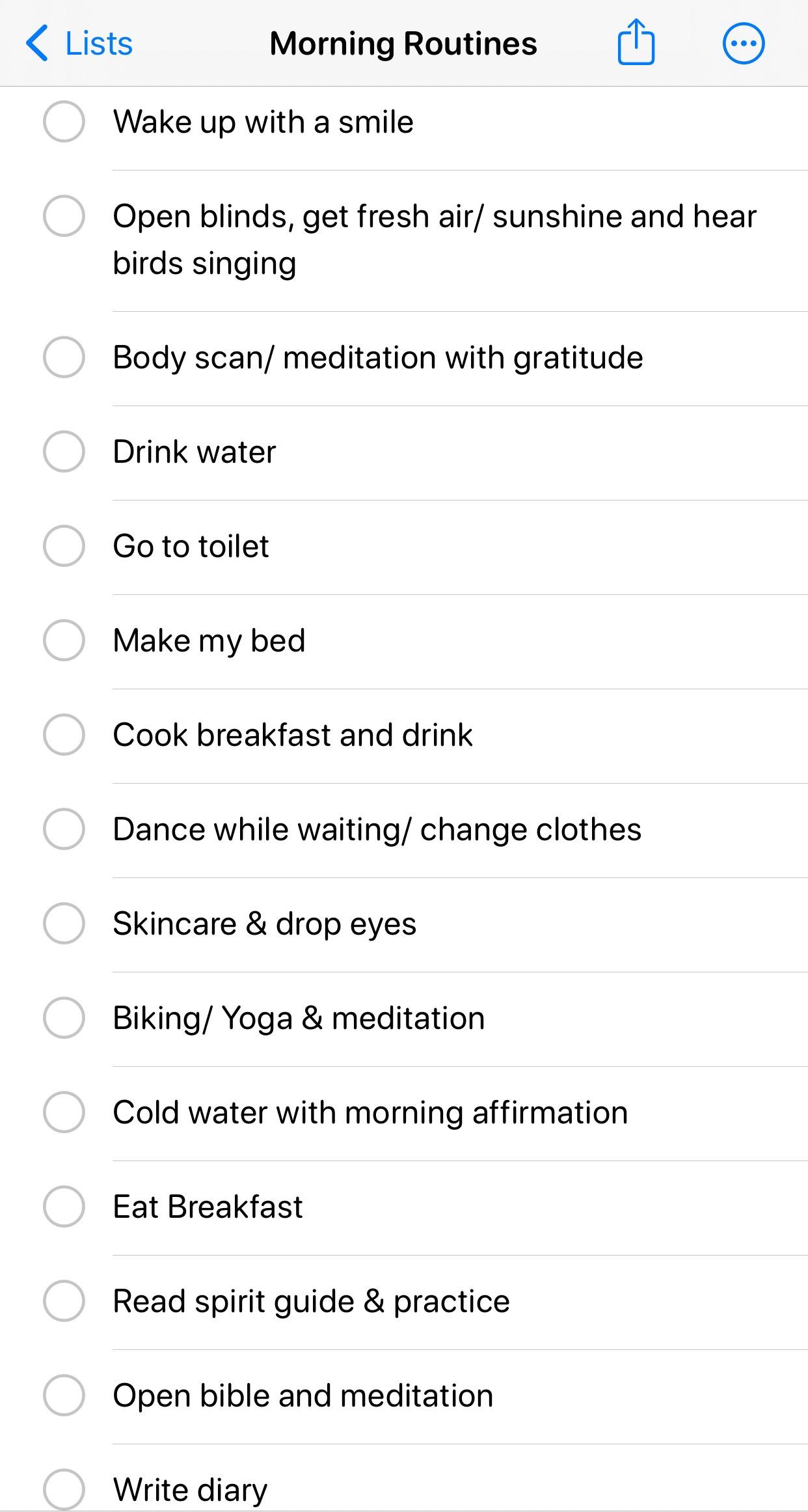 My morning lists - image 1 - student project