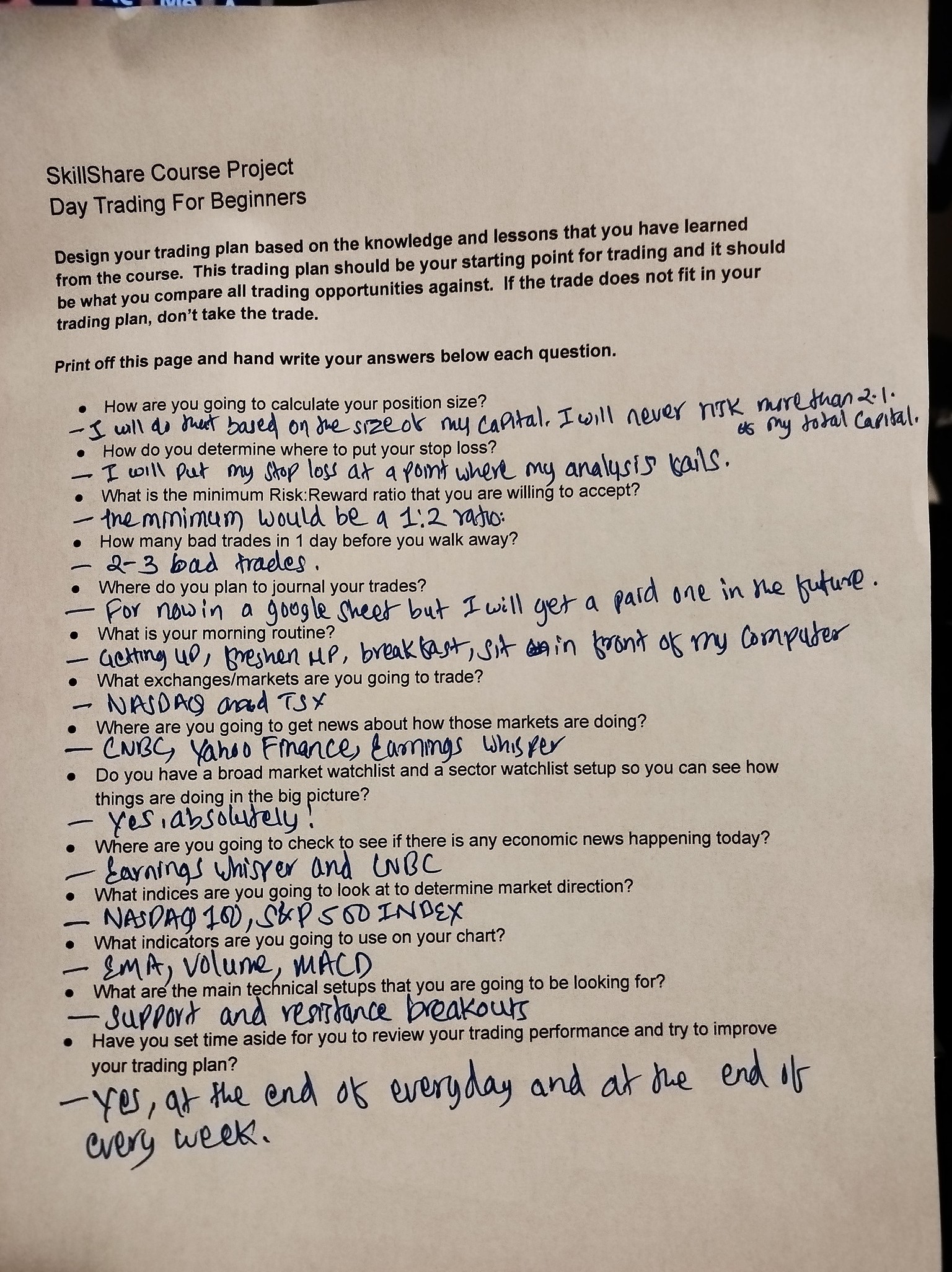 Trading Plan - image 1 - student project
