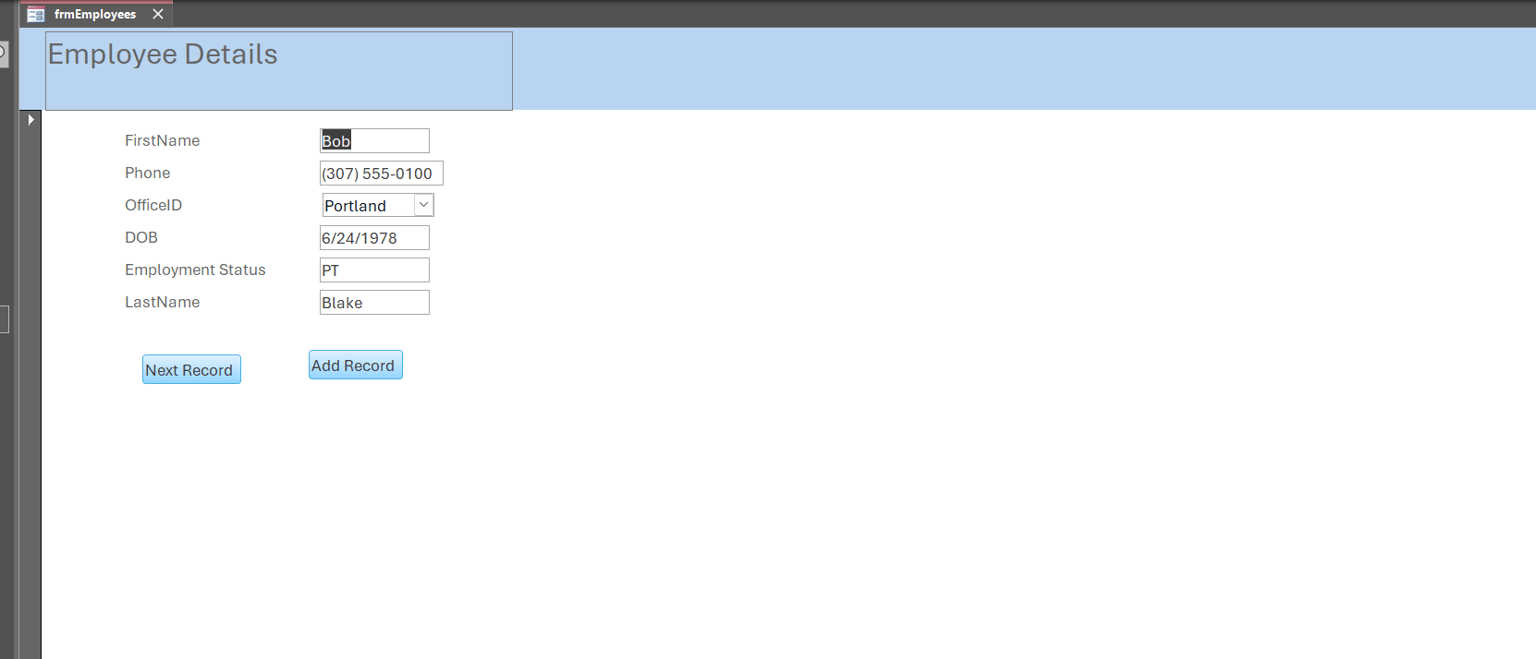 my access db - image 1 - student project