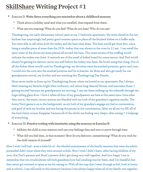 Writing The Truth: How to Start Writing Your Memoir: Exercises II & III - image 1 - student project