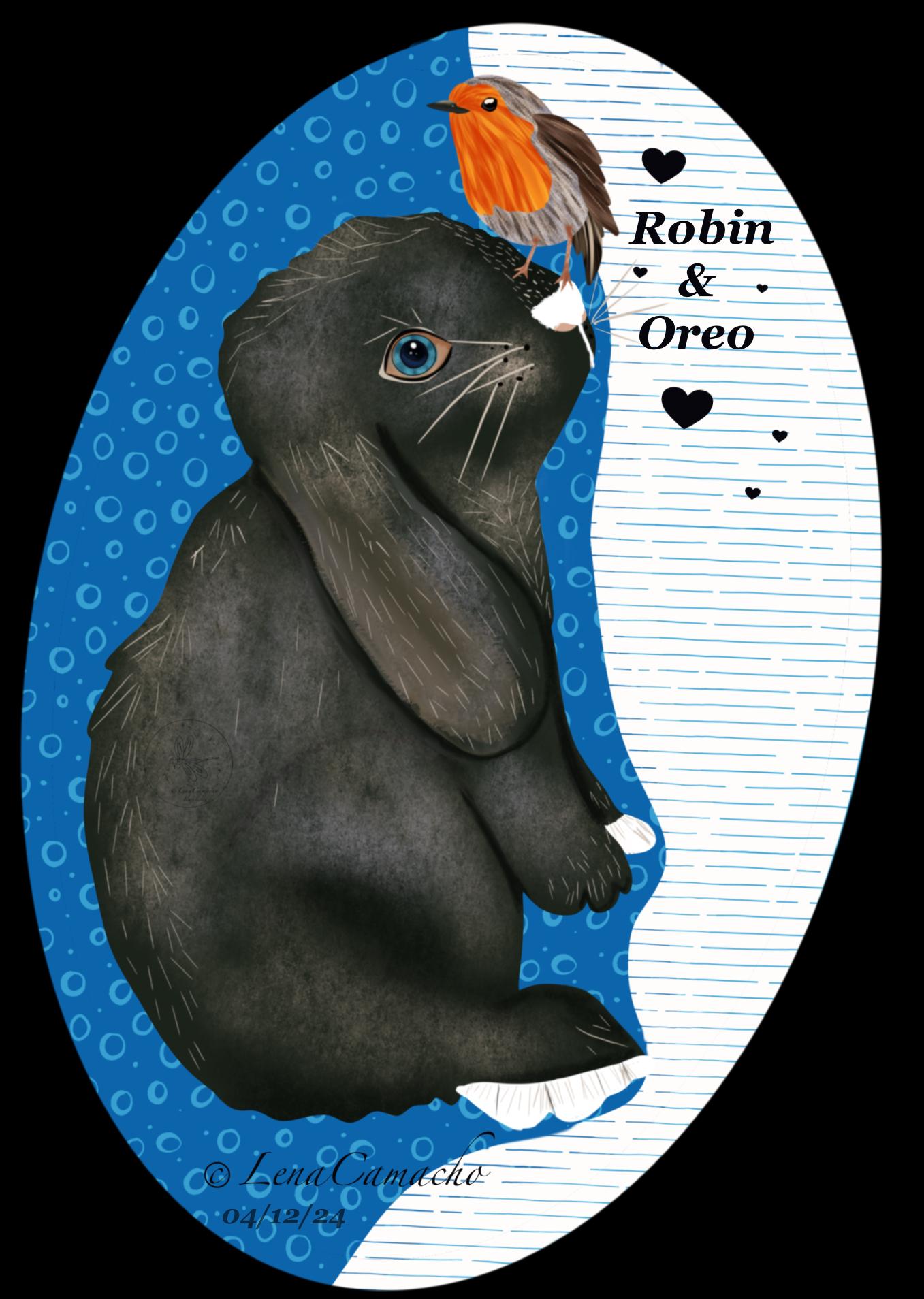 Robin and Oreo my pet bunnie sticker - image 1 - student project