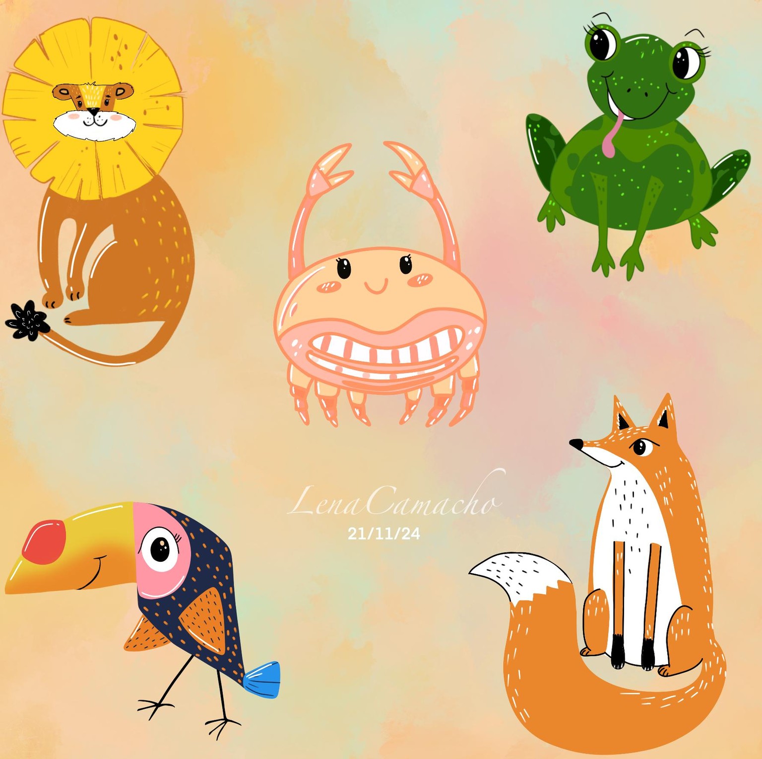 Cute painted animals doodles - image 1 - student project