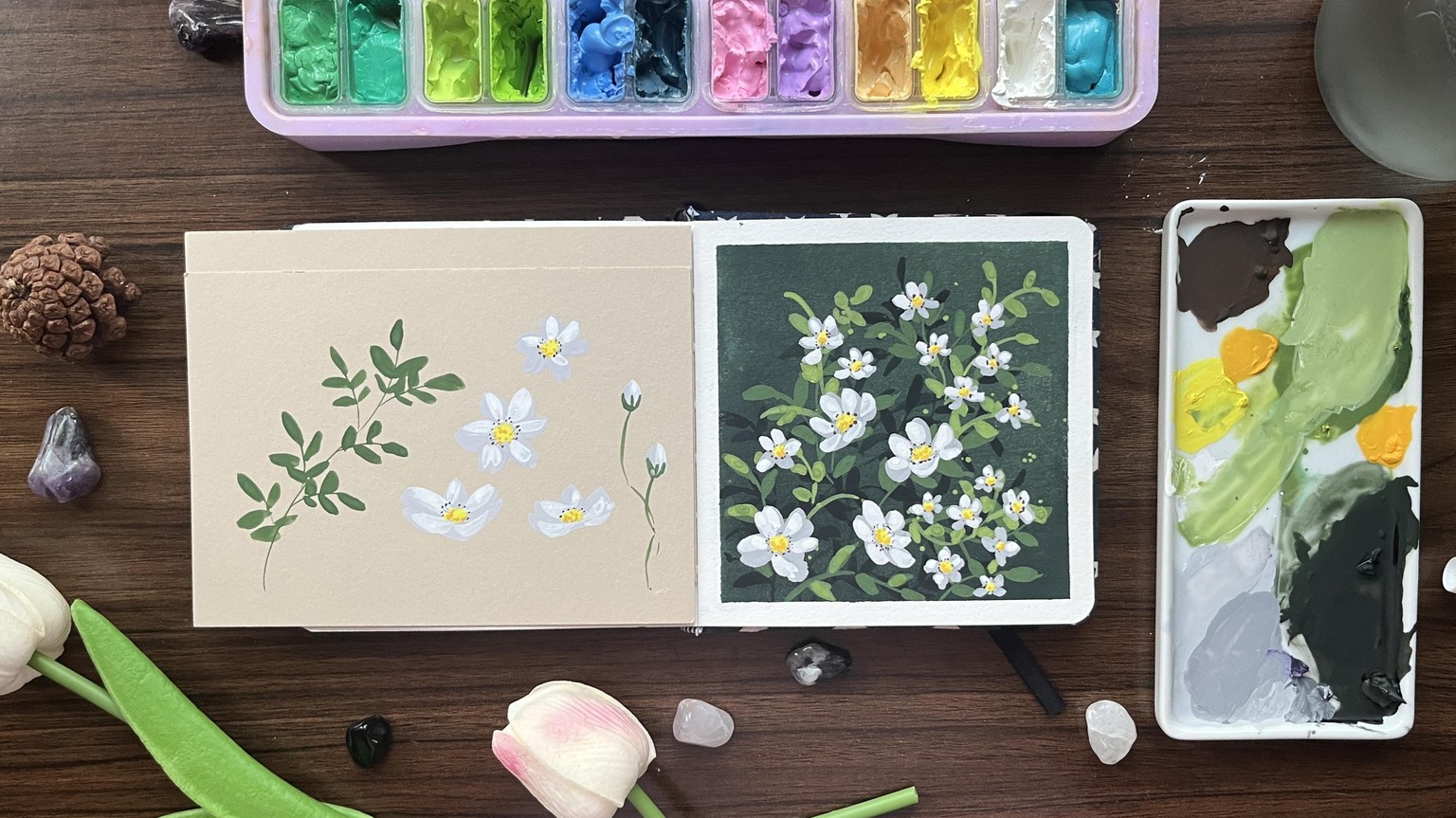 White Briar Rose - Gouache Painting - image 1 - student project