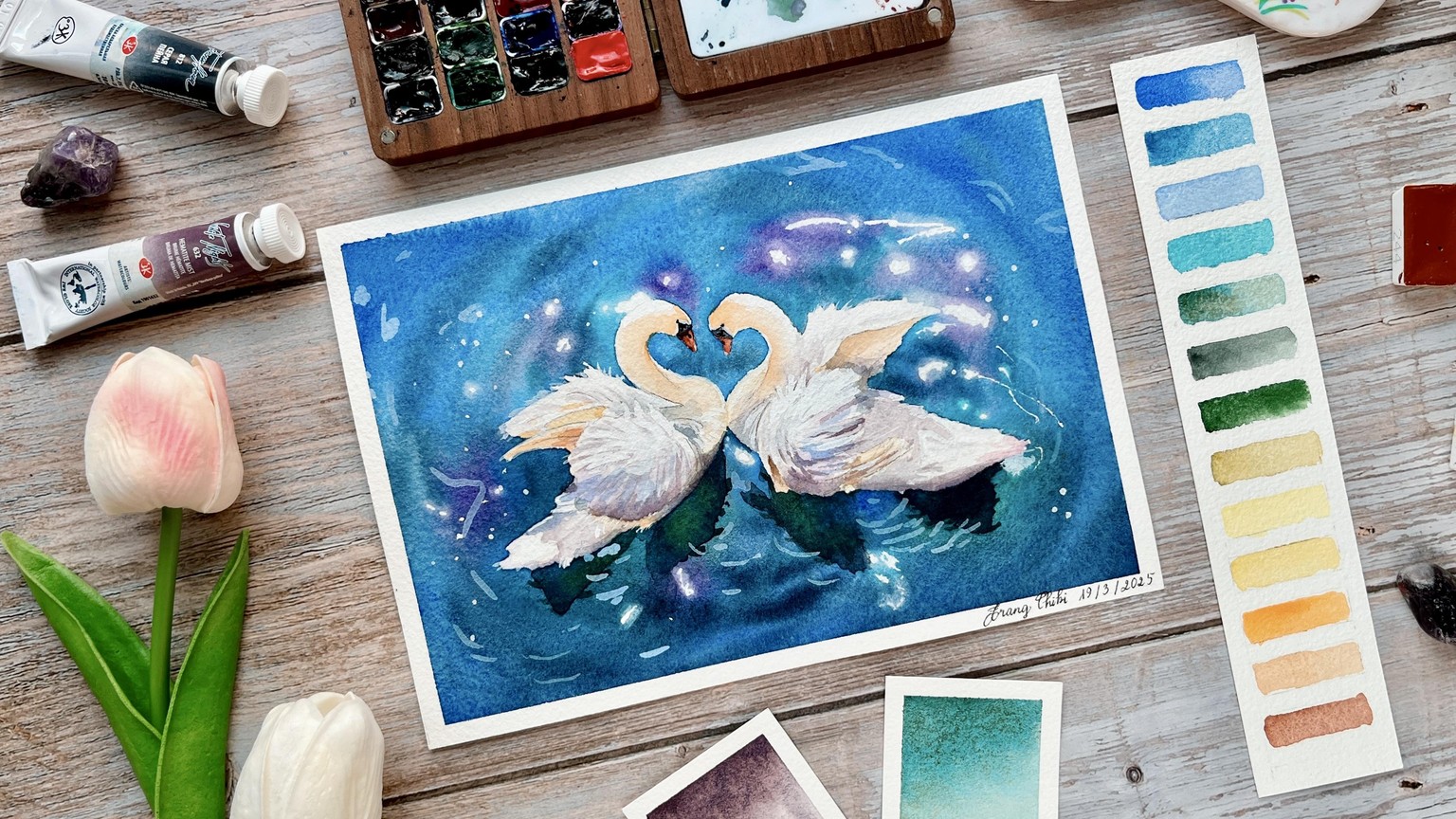 My Swan Love in Watercolor - image 1 - student project