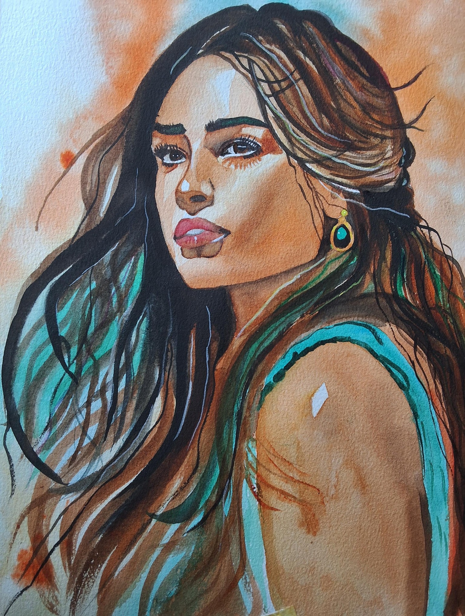 Watercolor portrait - image 1 - student project