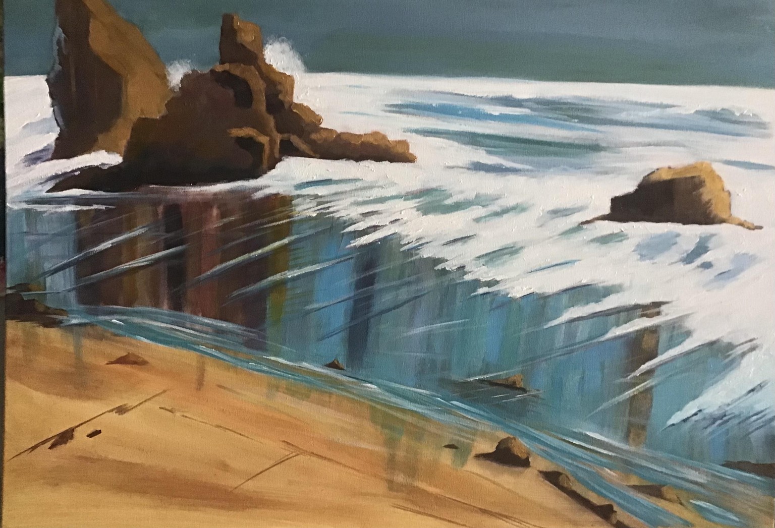 Beginner friendly seascape acrylic painting - image 1 - student project