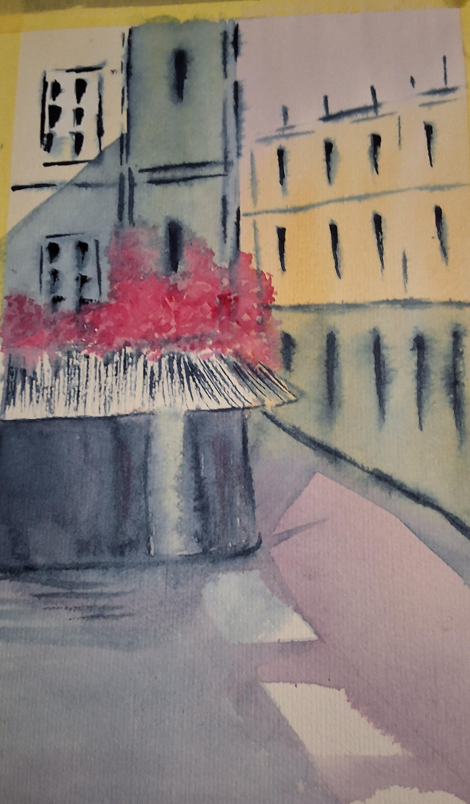 Parisian cafe watercolor - image 1 - student project