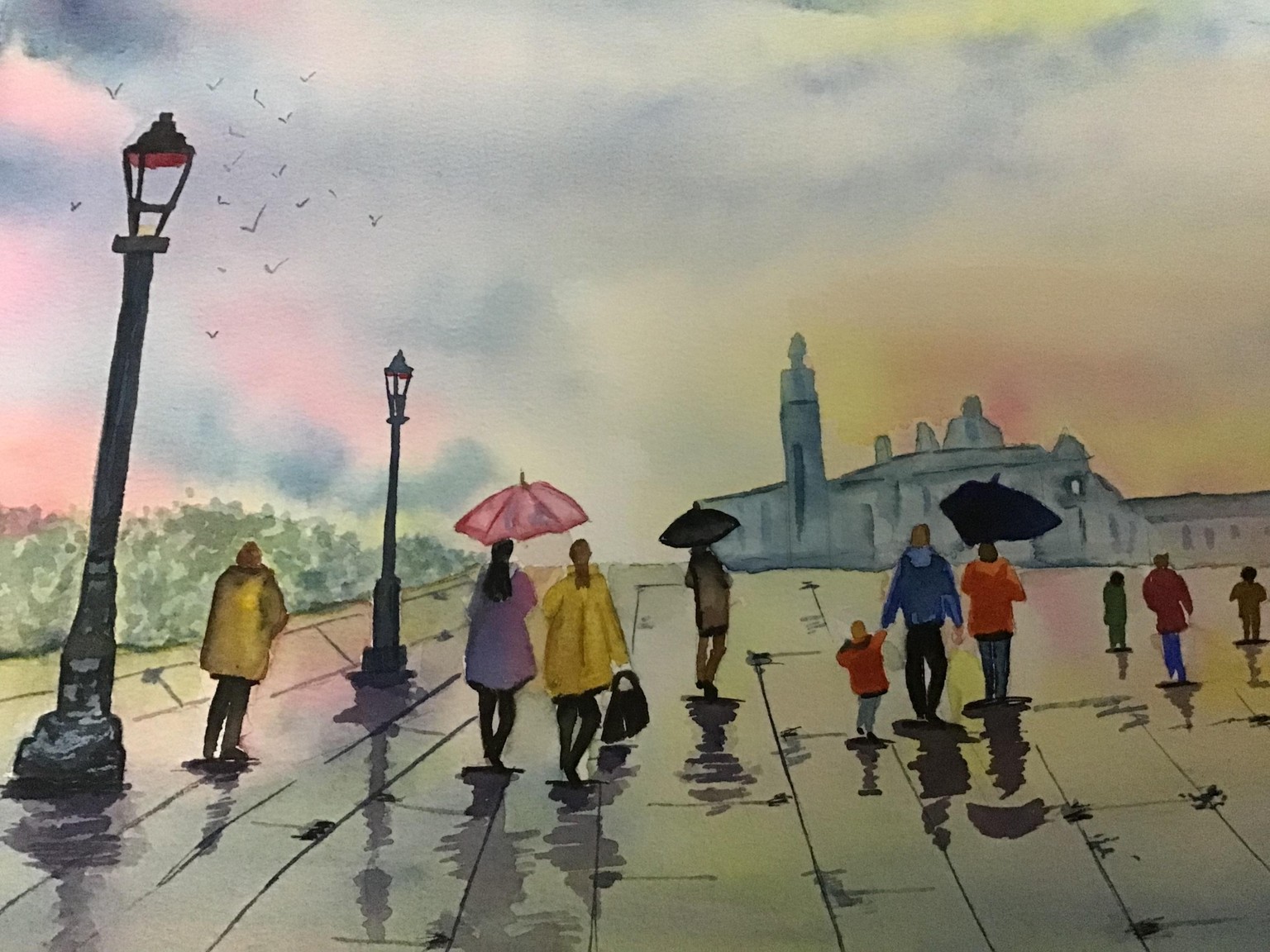 April showers…rain, umbrellas, sunset sky and people - image 1 - student project