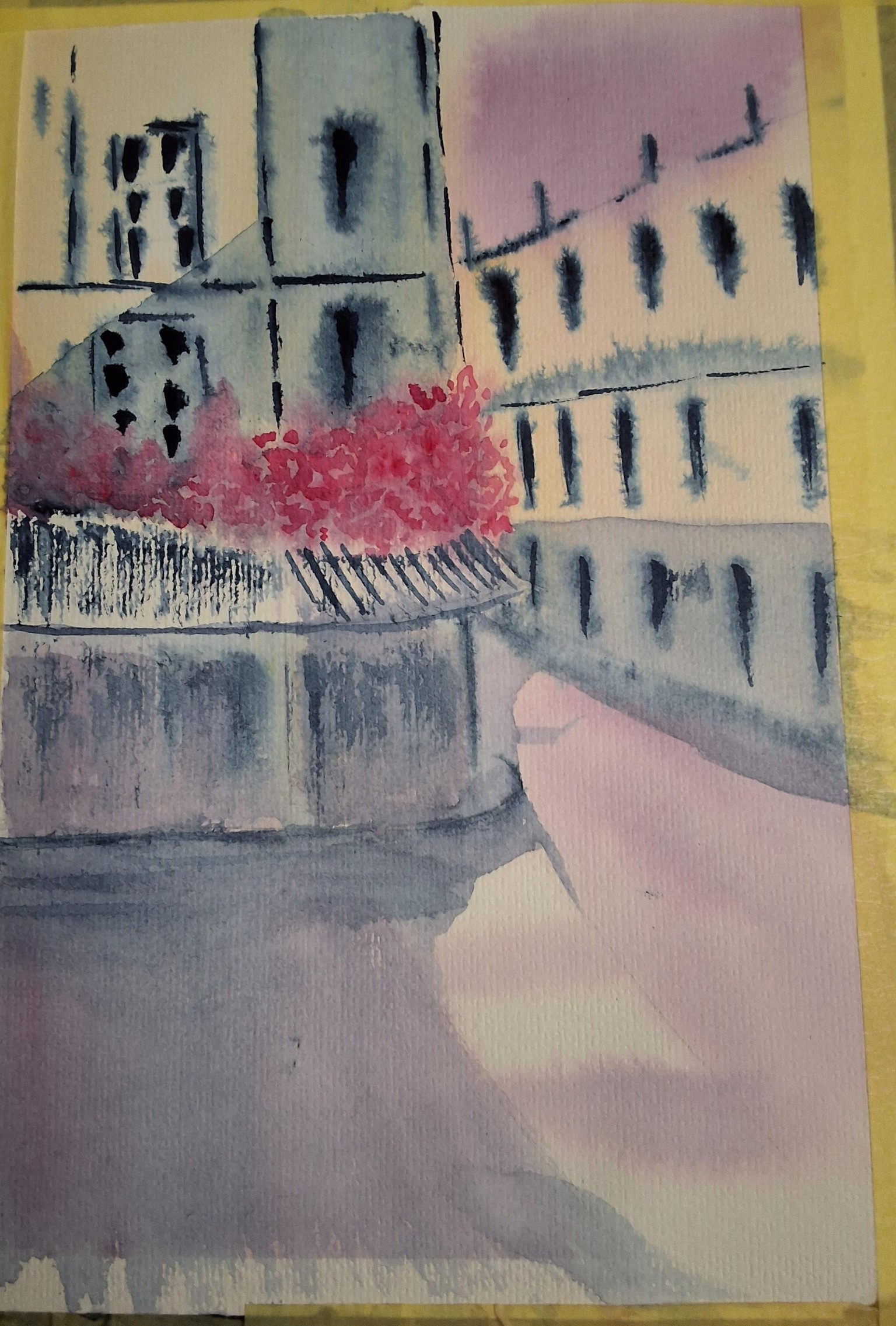 Parisian cafe watercolor - image 2 - student project