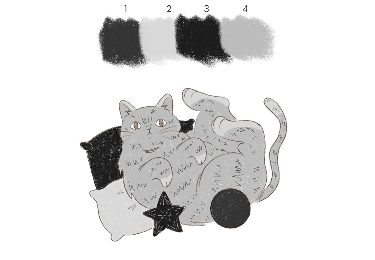 Value and colour study - Cat - image 1 - student project