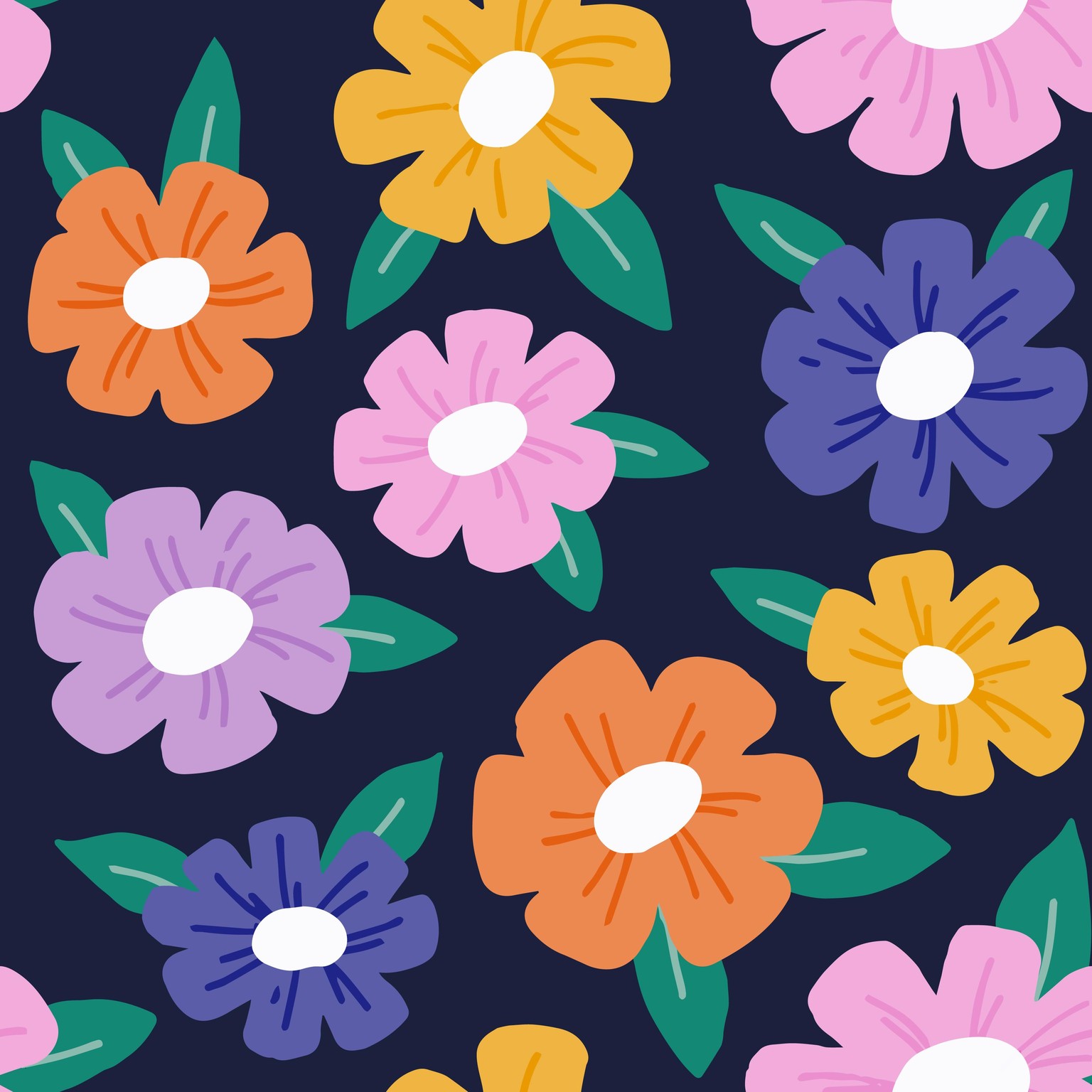 Bold Flowers Repeated - image 1 - student project