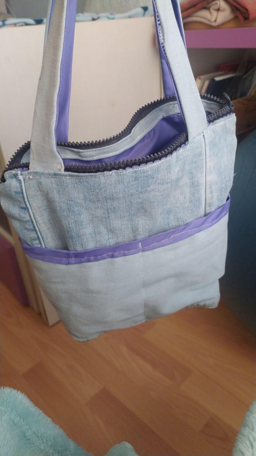 Recicled bag from denim and umbrella fabric - image 2 - student project