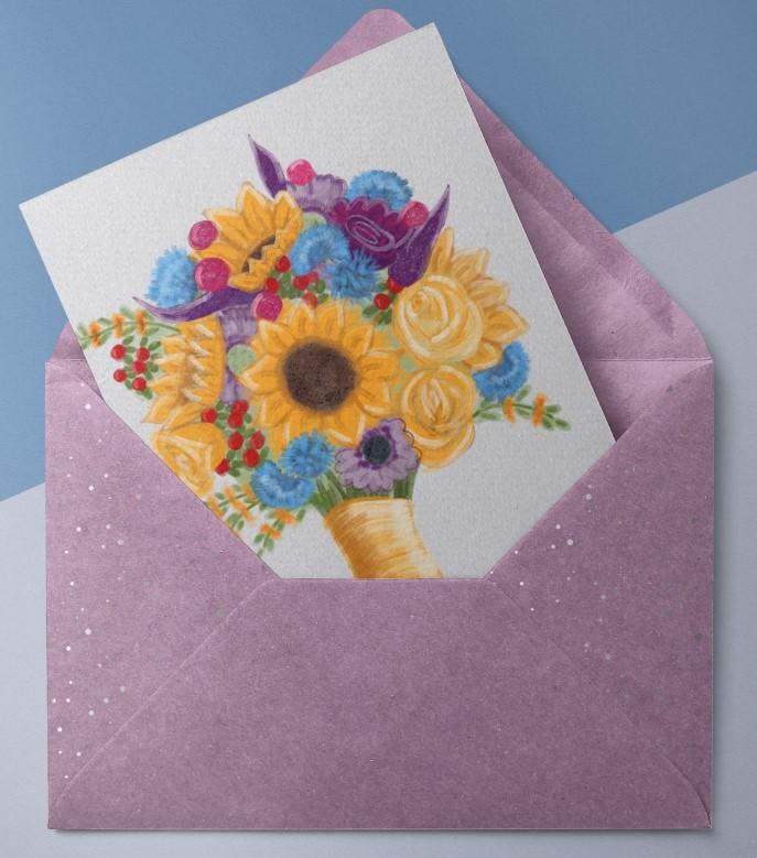 Flower card - image 1 - student project