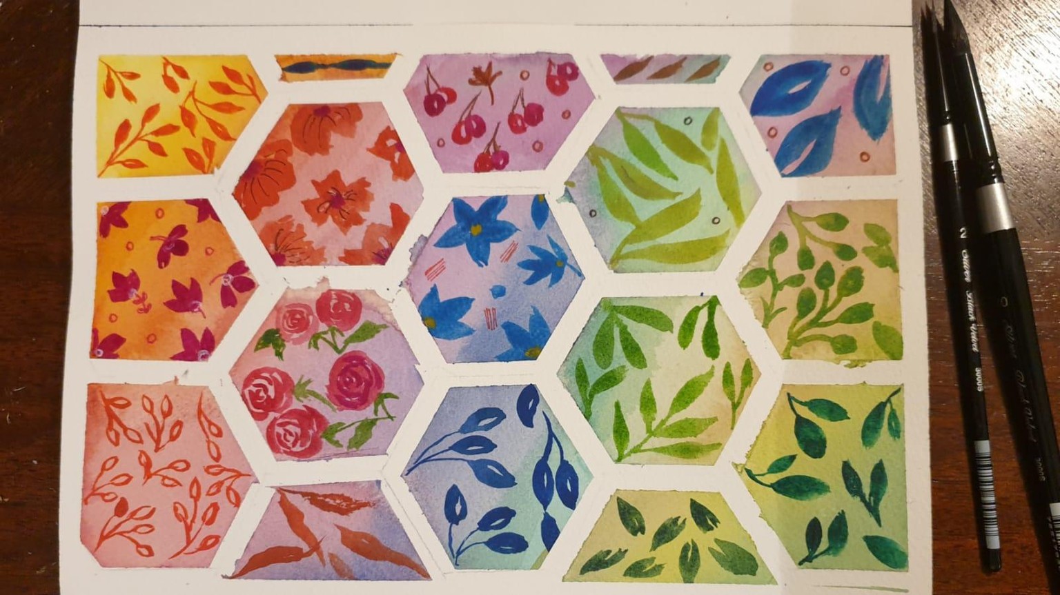 Be creative exploring watercolor patterns to holiday card making - image 2 - student project