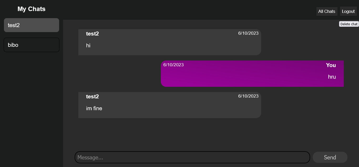 React Firebase chat app project - image 3 - student project