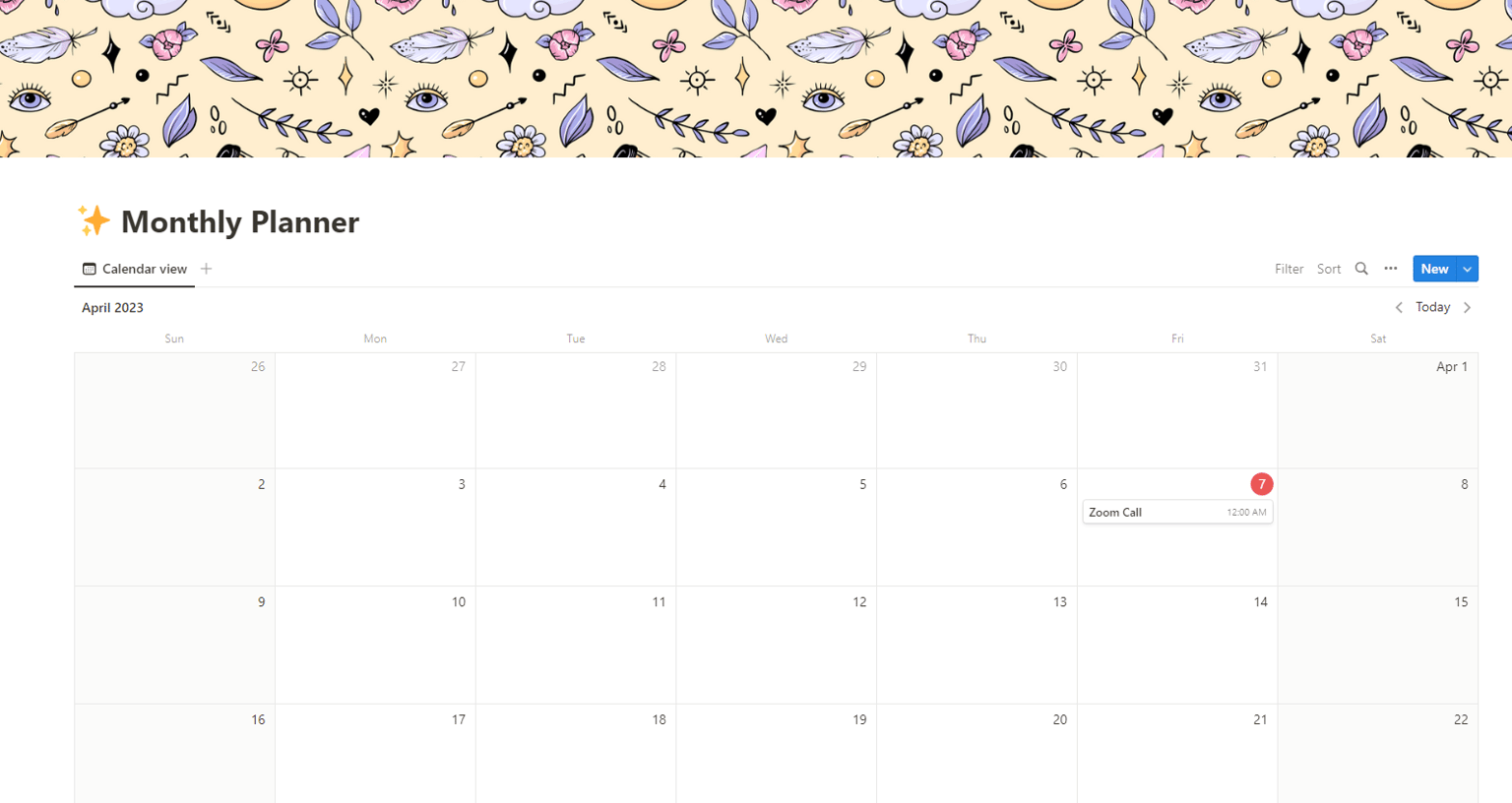 Monthly Calendar Page - image 1 - student project