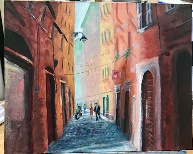 street scene in acrylics - image 1 - student project