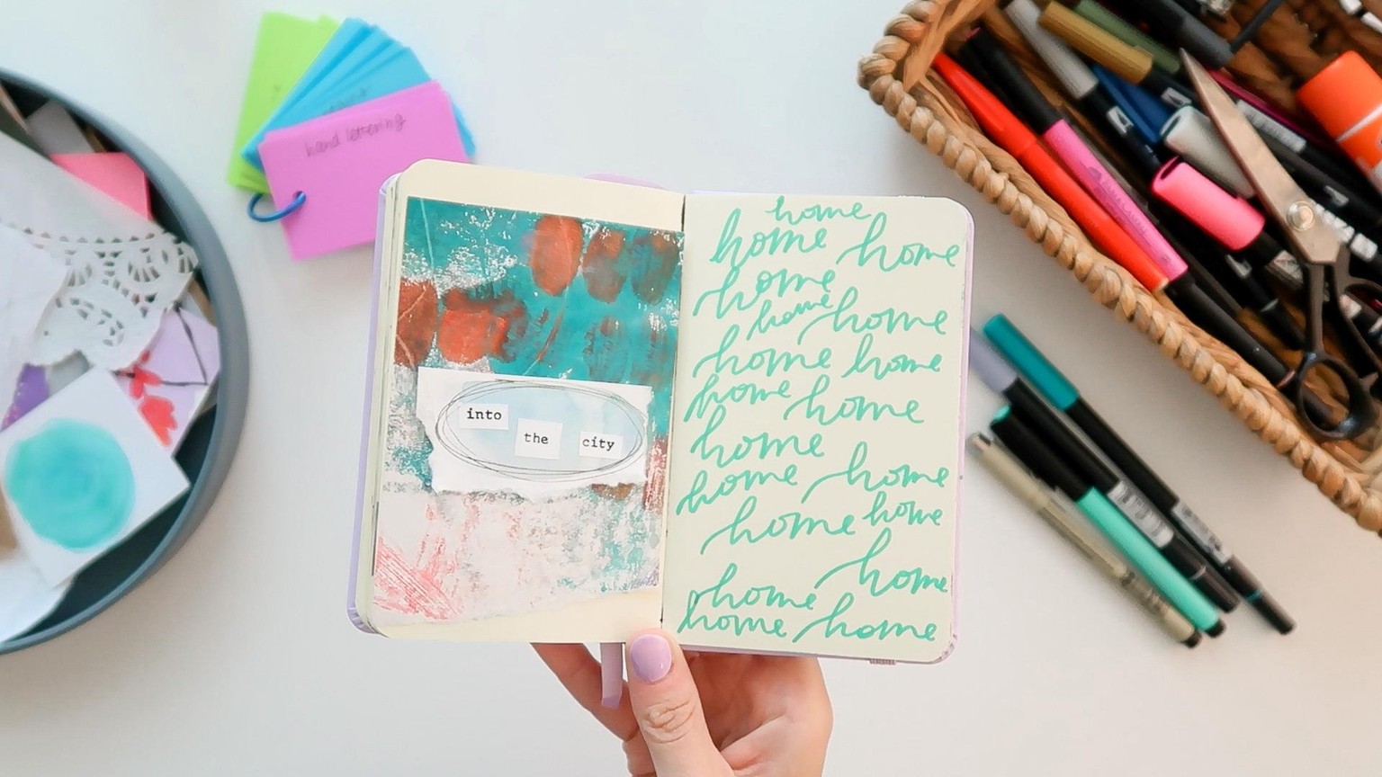 Hand Lettering, Home, Aqua • an Inspired Art Journal Page - image 3 - student project