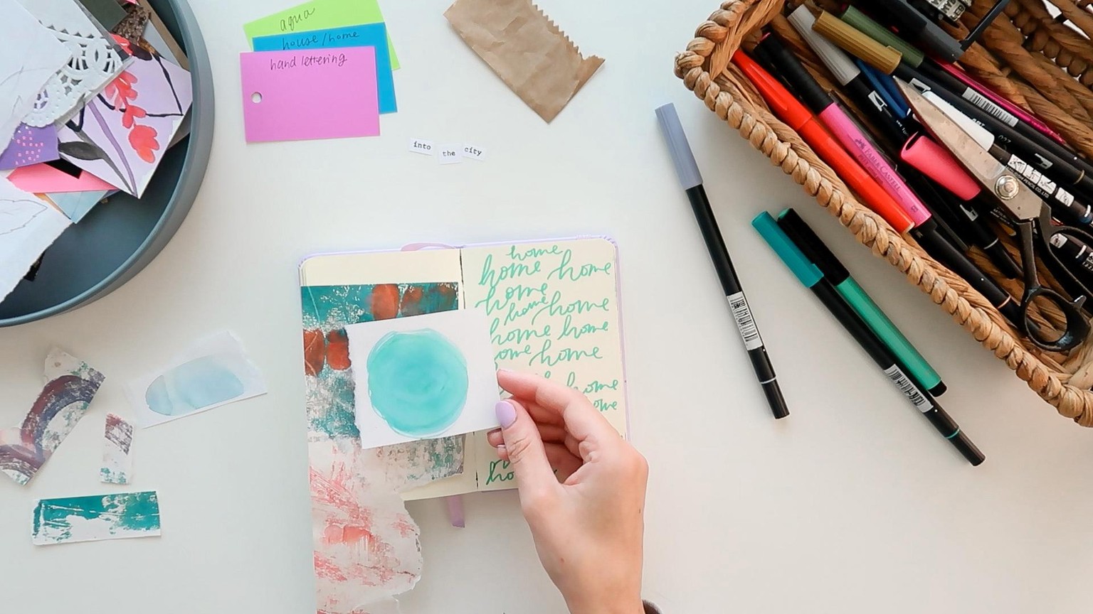 Hand Lettering, Home, Aqua • an Inspired Art Journal Page - image 2 - student project