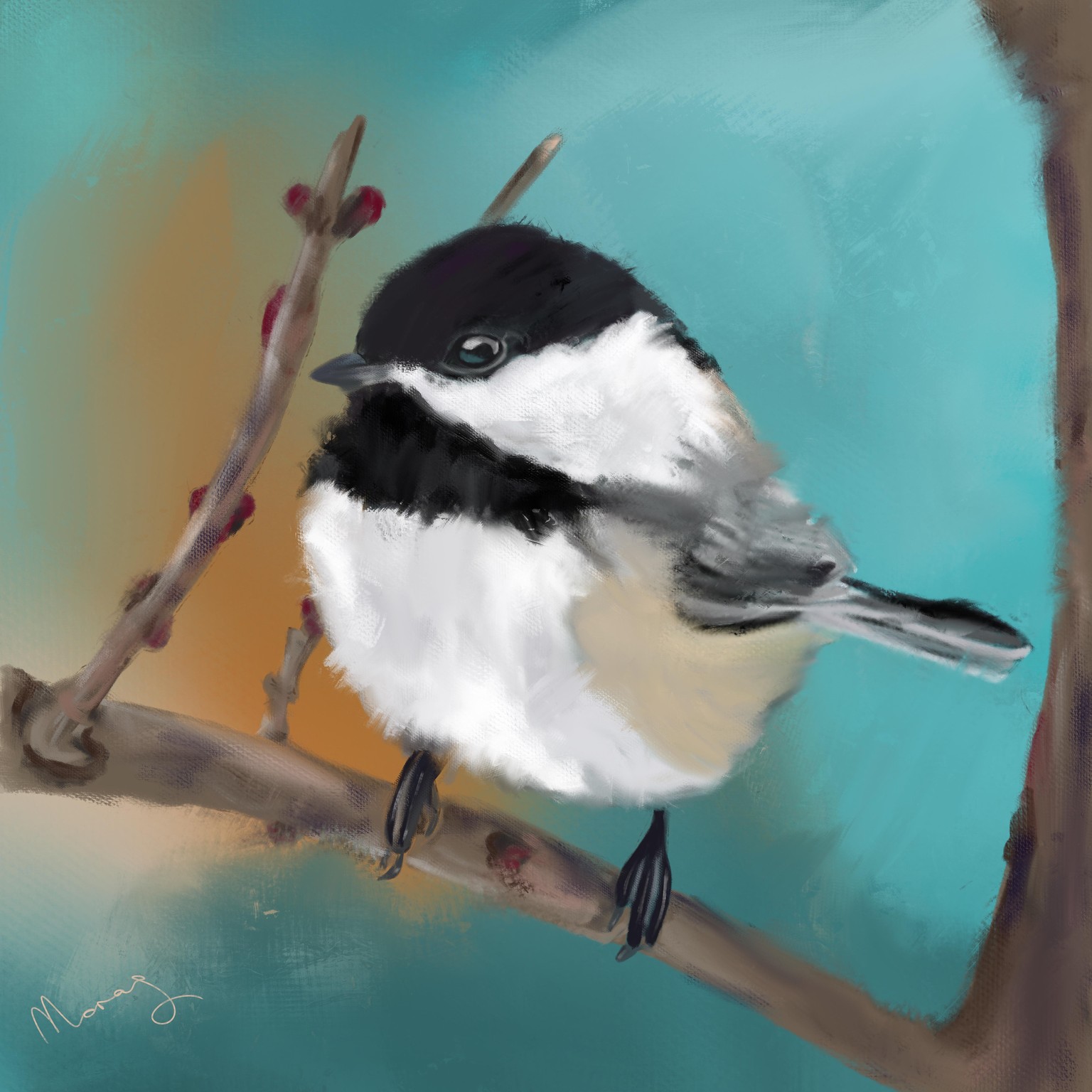 Painting of a chickadee - image 1 - student project