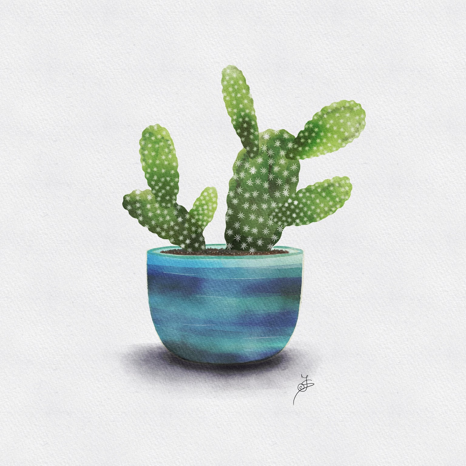 Cactus in watercolour - image 2 - student project