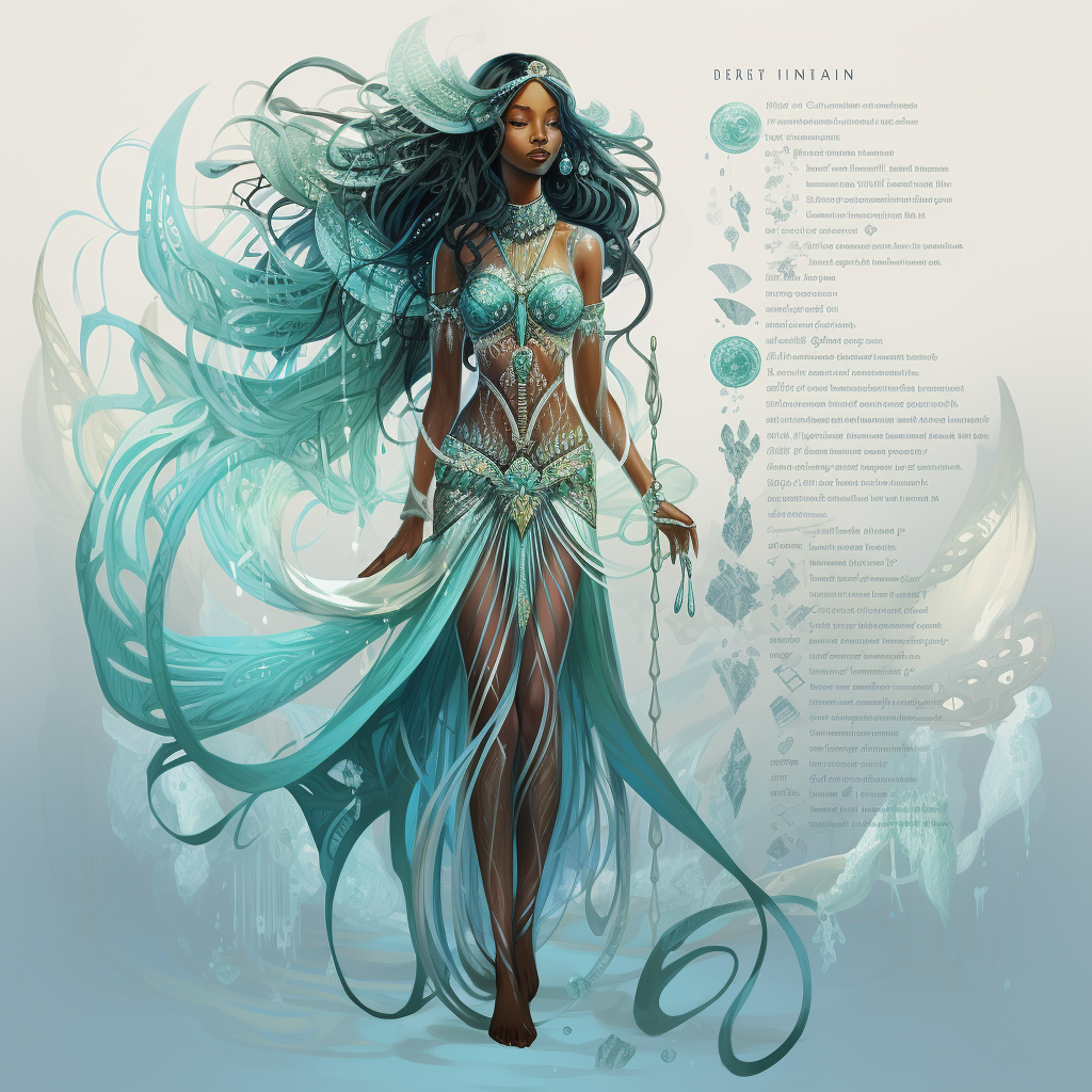 Marina Azure character for a water themed fashion collection - image 2 - student project