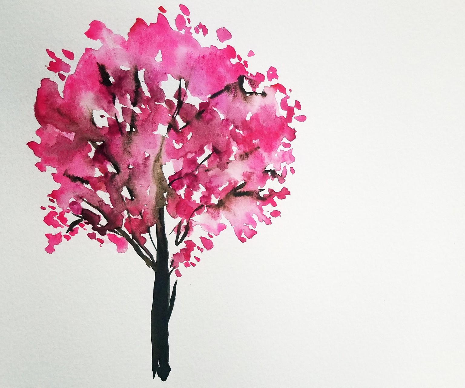 Watercolor bougainvillea trees - image 2 - student project