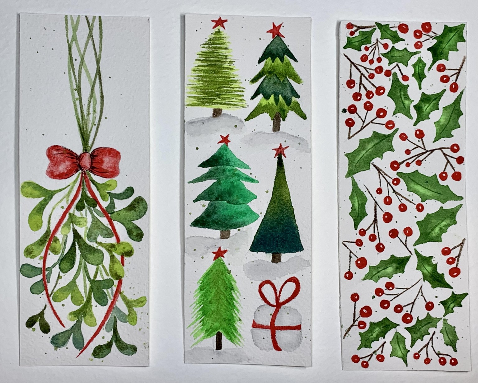 Watercolor Christmas Bookmarks Step-By-Step - Perfect gifts for this holiday sea - image 1 - student project