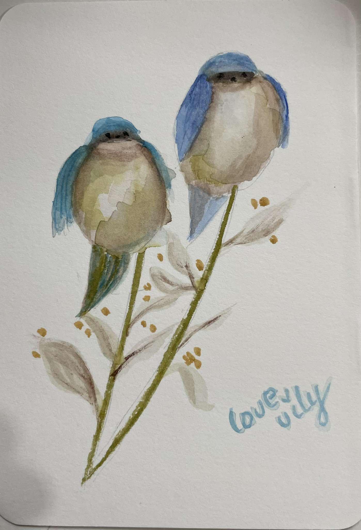 line and wash vintage birds - image 1 - student project