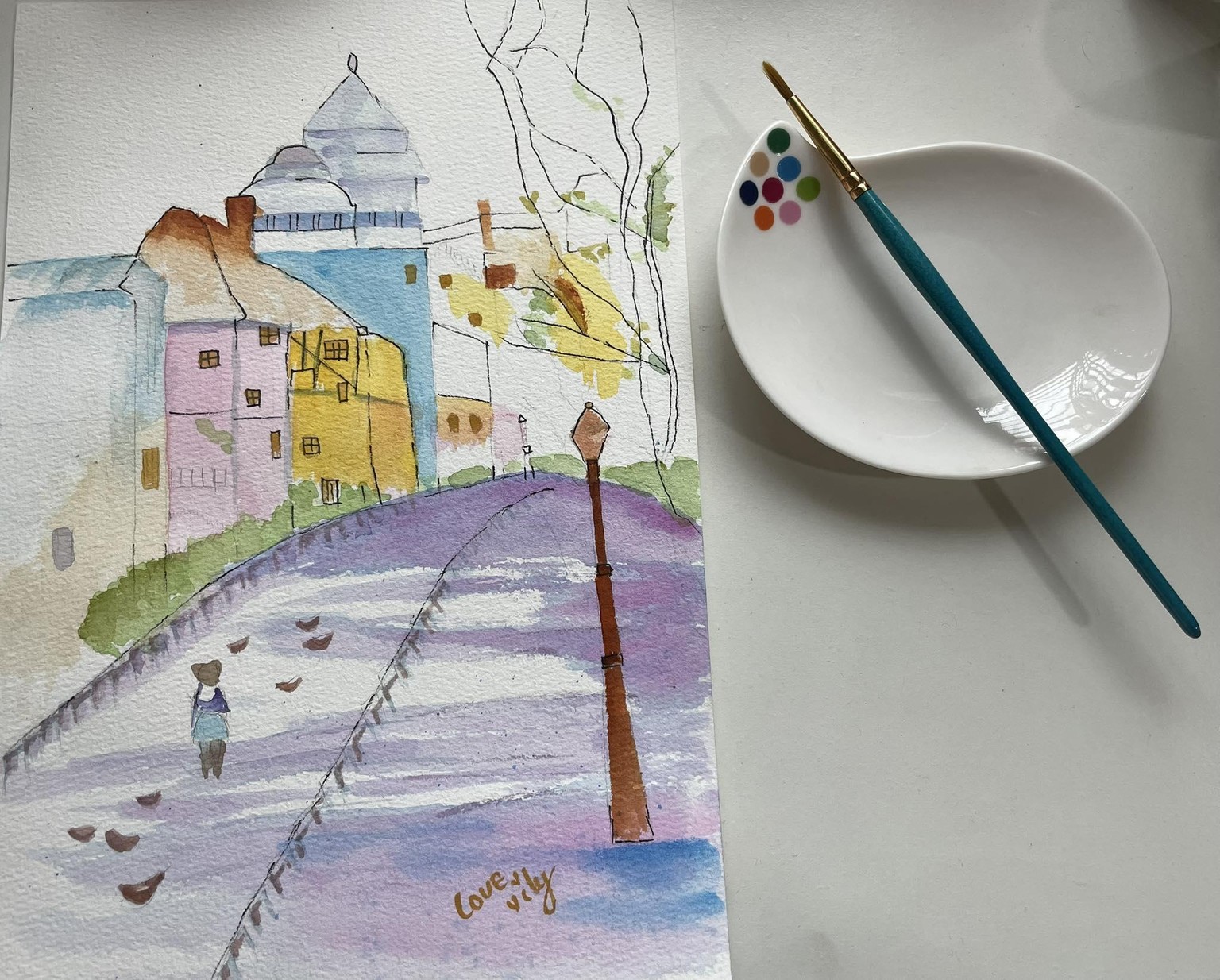 ink & watercolor urbanscape-pretty in paris - image 1 - student project